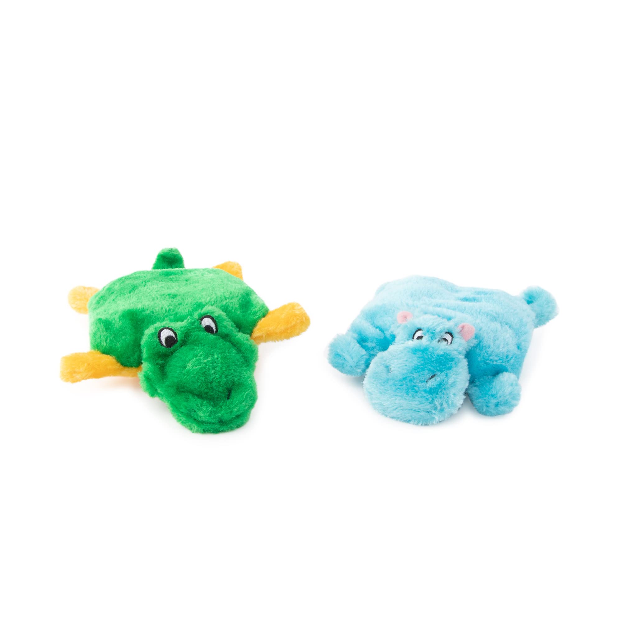 Zippypaws Squeakie Pad - No Stuffing Dog Toy To Keep Them Busy, For Small & Medium Dogs, Squeaky Pet Toy For Boredom, Unstuffed Chew Toy, Soft Plush Puppy Products, Hippo & Alligator - 6.5'