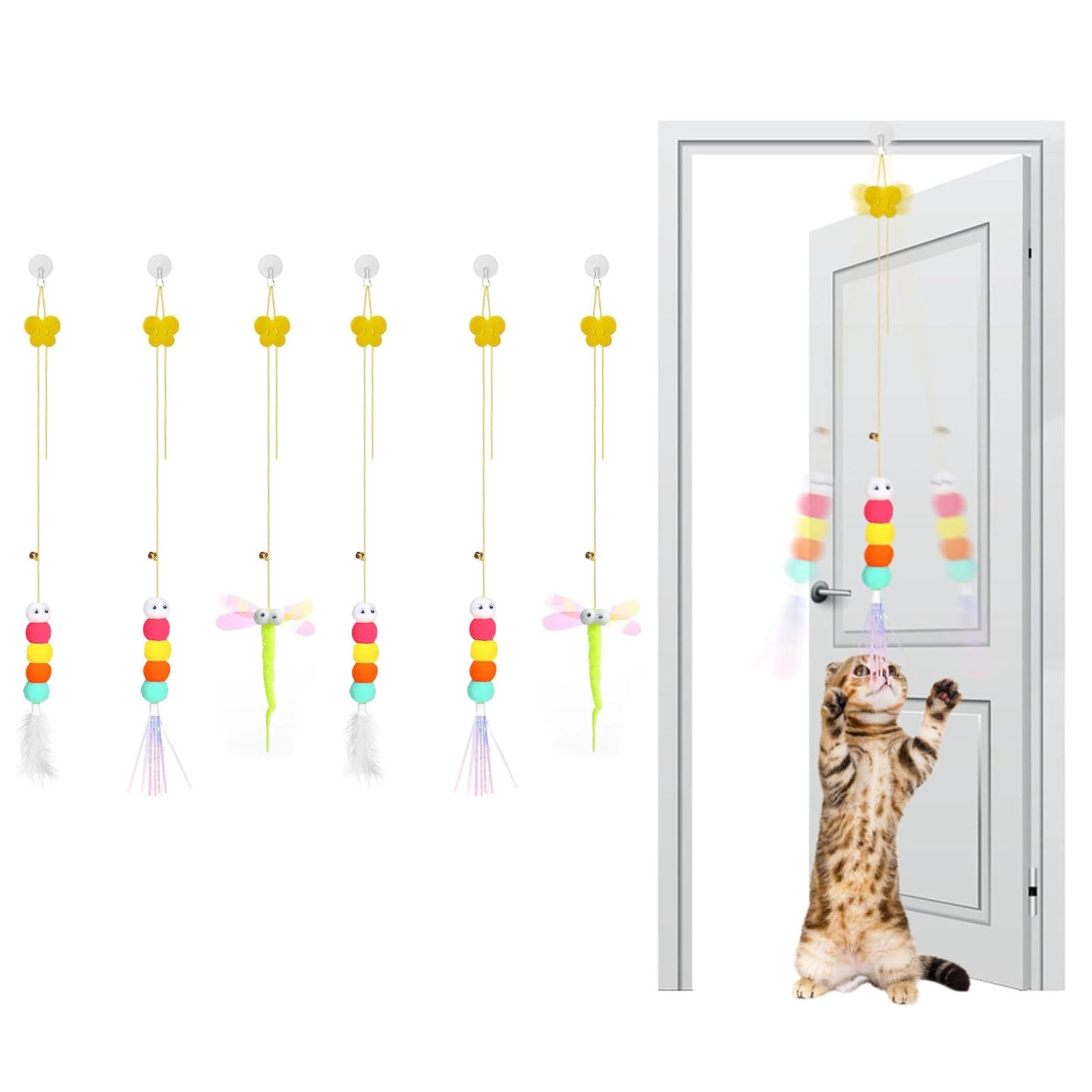Manthan 6 Pieces Hanging Door Cat Toys, Interactive Play Set For Indoor Cats Adult, MultiCat Household SelfPlay Solutions, Exe