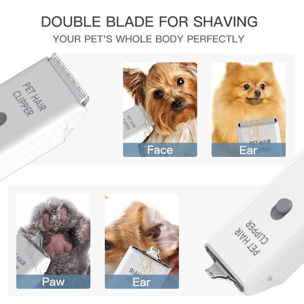 Tileon Feet Hair Trimmer, Dog Clippers,Quiet Washable Usb Rechargeable Cordless Dog Grooming Kit,Electric Pets Hair Trimmers Shaver Shears For Dogs And Cats White