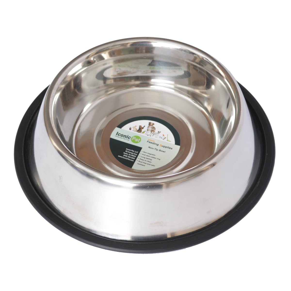 Iconic Pet 16 Oz/ 2 Cup Stainless Steel Non Skid Pet Food/Water Bowl With Rubber Ring - Rust Free, Dog/Cat Feeding Bowl Is Dishwasher Safe, Noise Free, Non-Skid & Stable Kitten/Puppy Dish