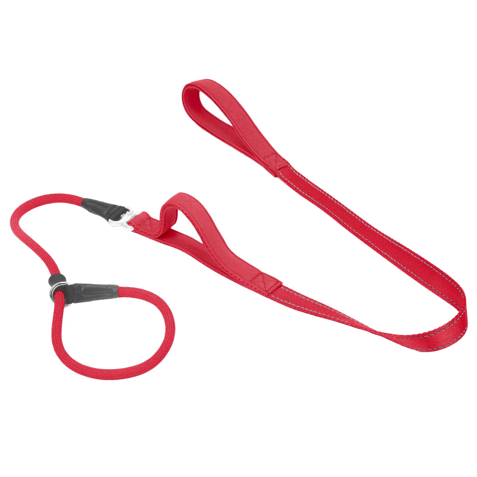 Monstoyo Slip Lead Dog Leash With Double Handle, Reflective Dog Training Leash [360 Swivel Anti-Tangle] Heavy Duty Nylon Slip Le