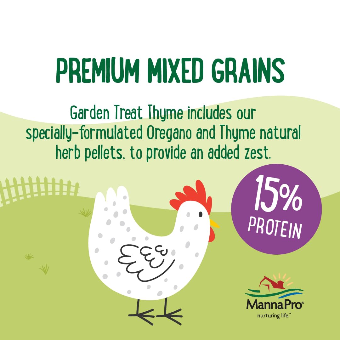 Manna Pro Farmhouse Favorites - Garden Treat Thyme - Premium Grains for Poultry - Made Oregano & Thyme - Real Veggie Poultry Fee