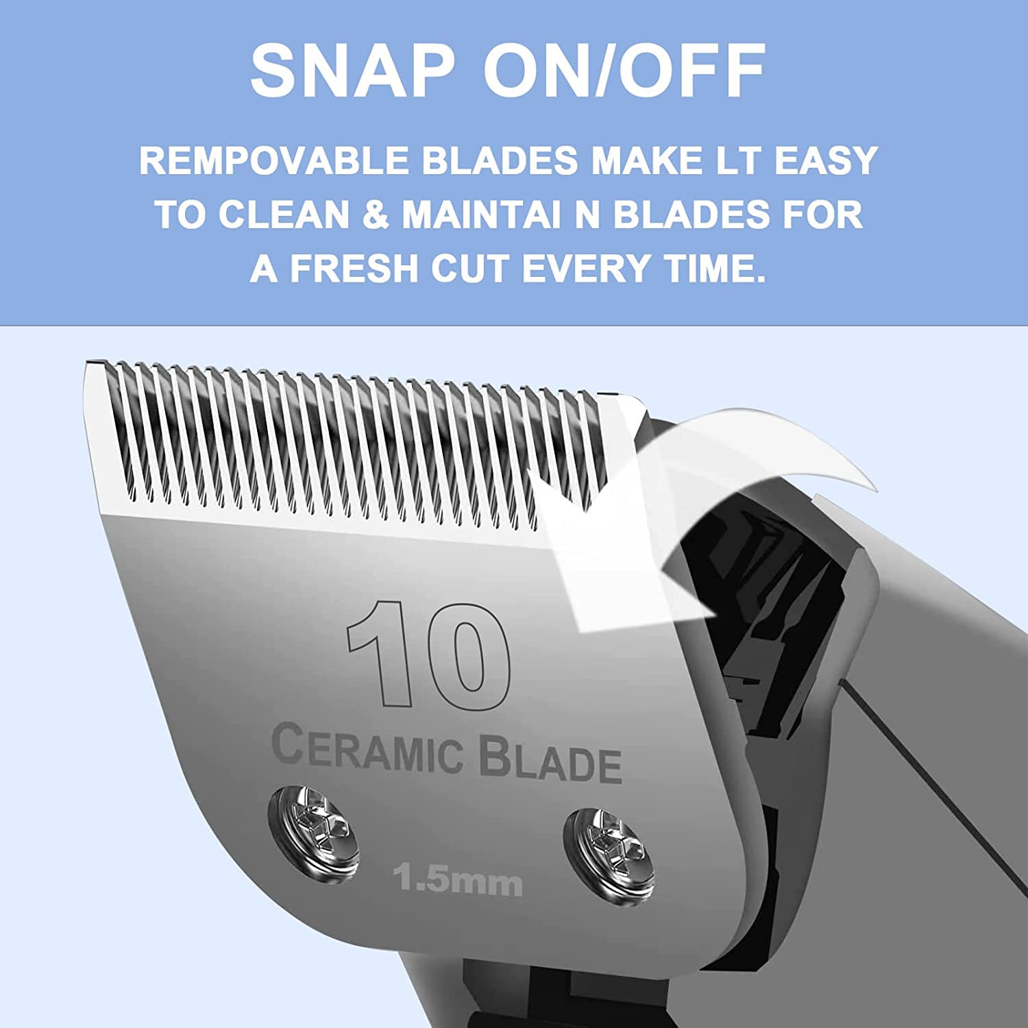 #30 Blade Dog Grooming Clipper Replacement Blades Compatible With Andis/Wahl / Oster Dog Clippers,Detachable Ceramic Blade & Stainless Steel Blade,Size-30, 1/50-Inch Cut Length (64260)