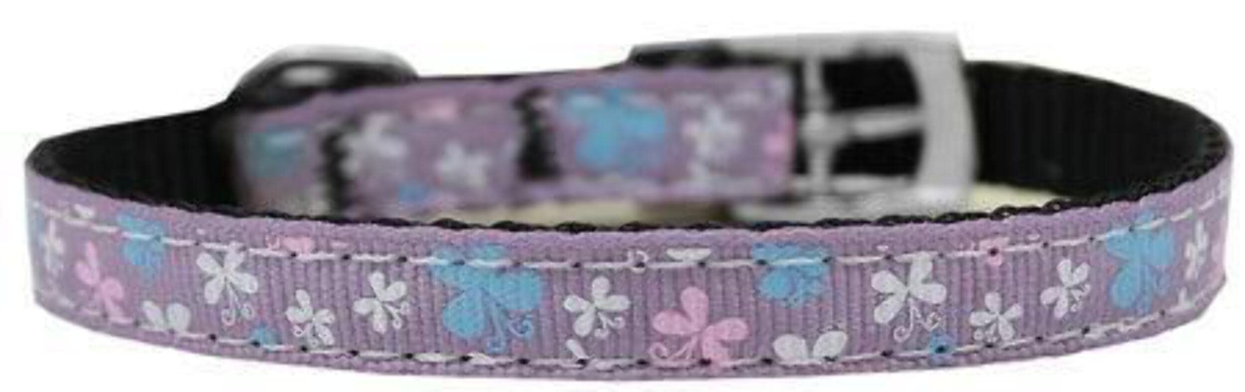 Mirage Pet Products Butterfly Nylon Dog Collar with Classic Buckle, Size 10, Lavender