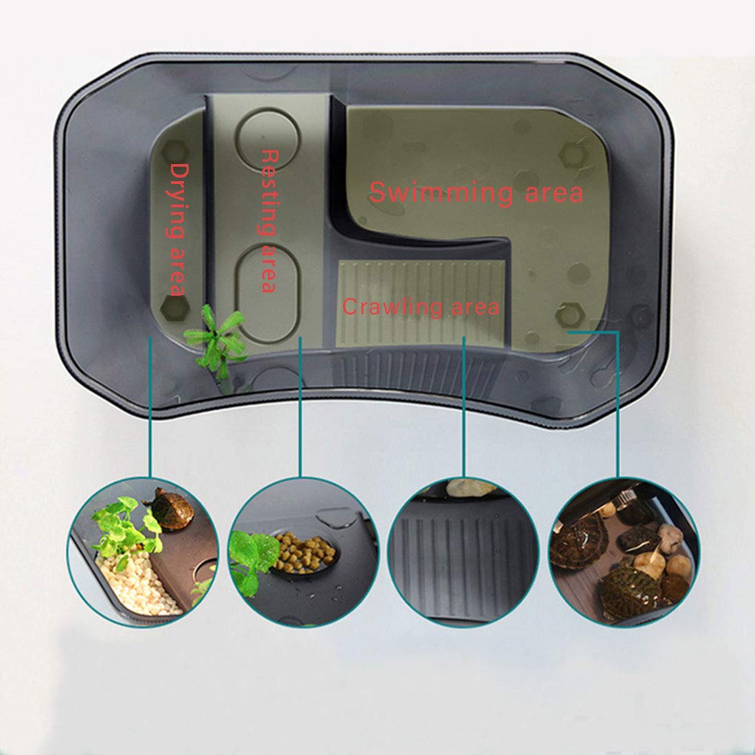 Pinvnby Plastic Turtle Tank Reptile Habitat Pet Terrariums Turtles Tank Aquarium Terrapin Topper Basking With Platform Plants,Du