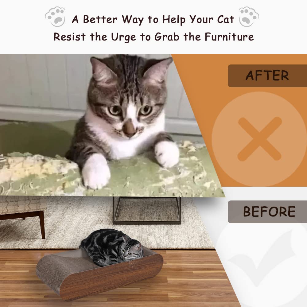 Fluffydream Cat Scratcher Cardboard, Scratching Pad House Bed Furniture Protector, Infinity Shape (Wood, Reversible Wood)