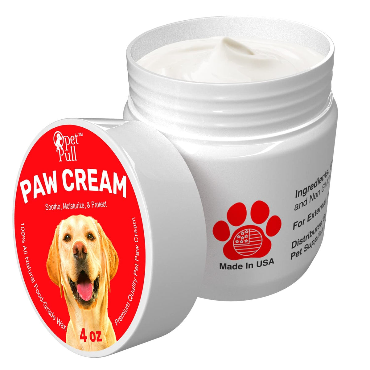 Paw Cream 4 Oz Dog Paw Protector For Heat, Cold & Rough Surfaces - Paw Moisturizer Balm With Natural Waxes & Oils - Puppy Invisible Boot Soothes, Moisturizes, Protects