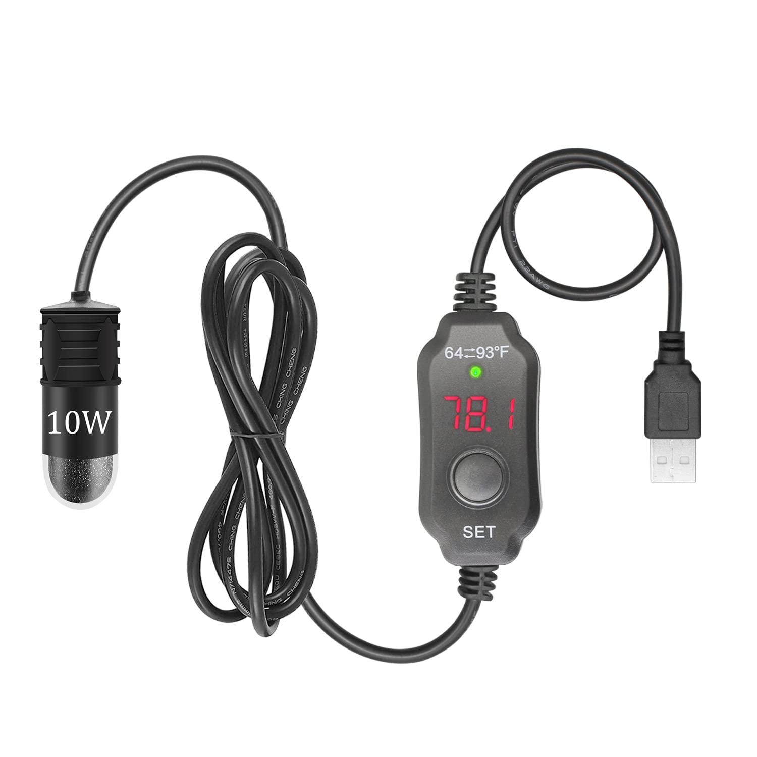 Yofoths Adjustable Mini Aquarium Heater 0.5/1/2/3 Gallon Submersible Small Fish Tank Heater 10W/20W/30W Digital Display Thermostat External Temperature Controller