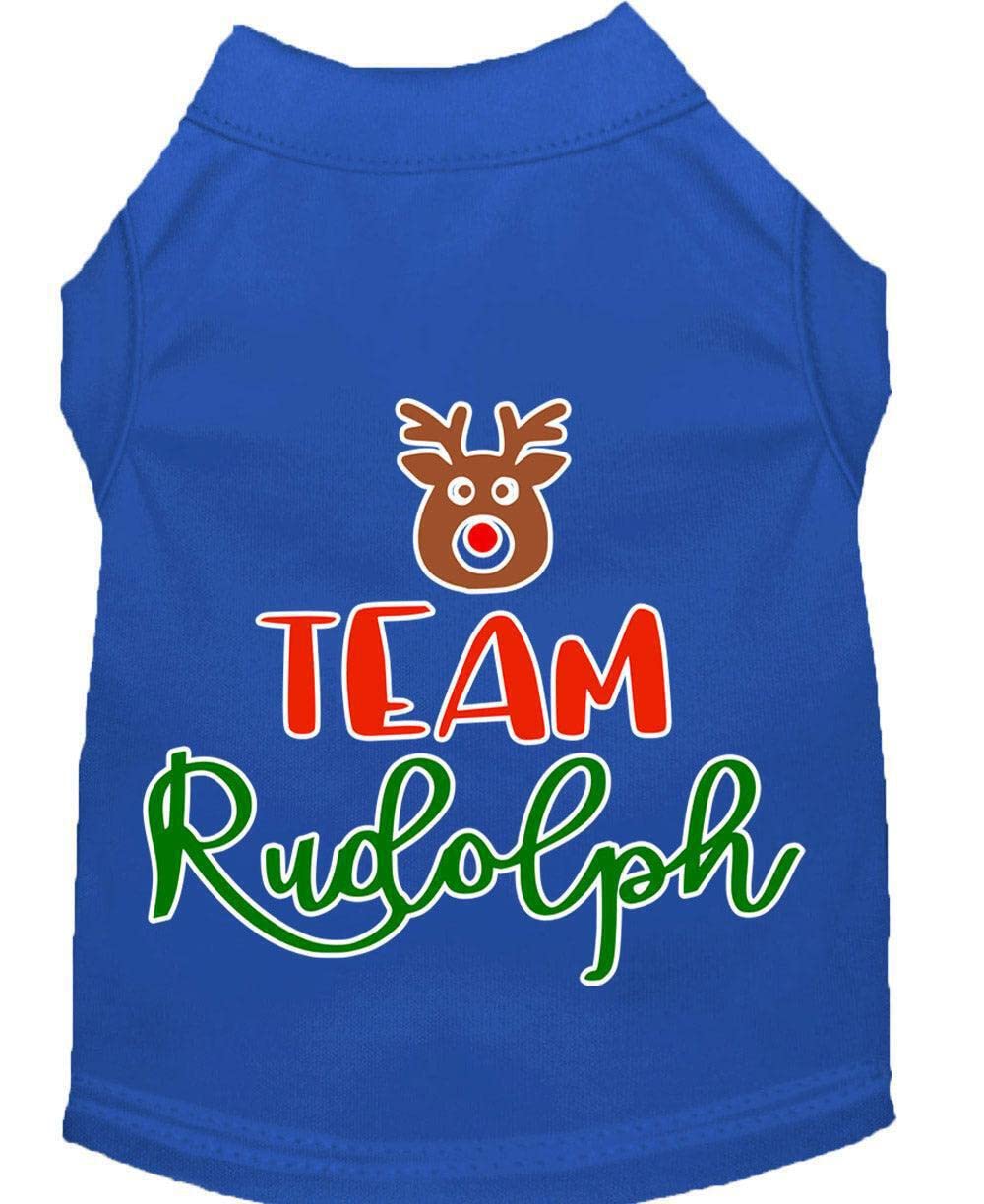 Christmas Pet Dog & Cat Shirt Screen Printed, &quot;Team Rudolph&quot; Green XS (0-3 lbs.)
