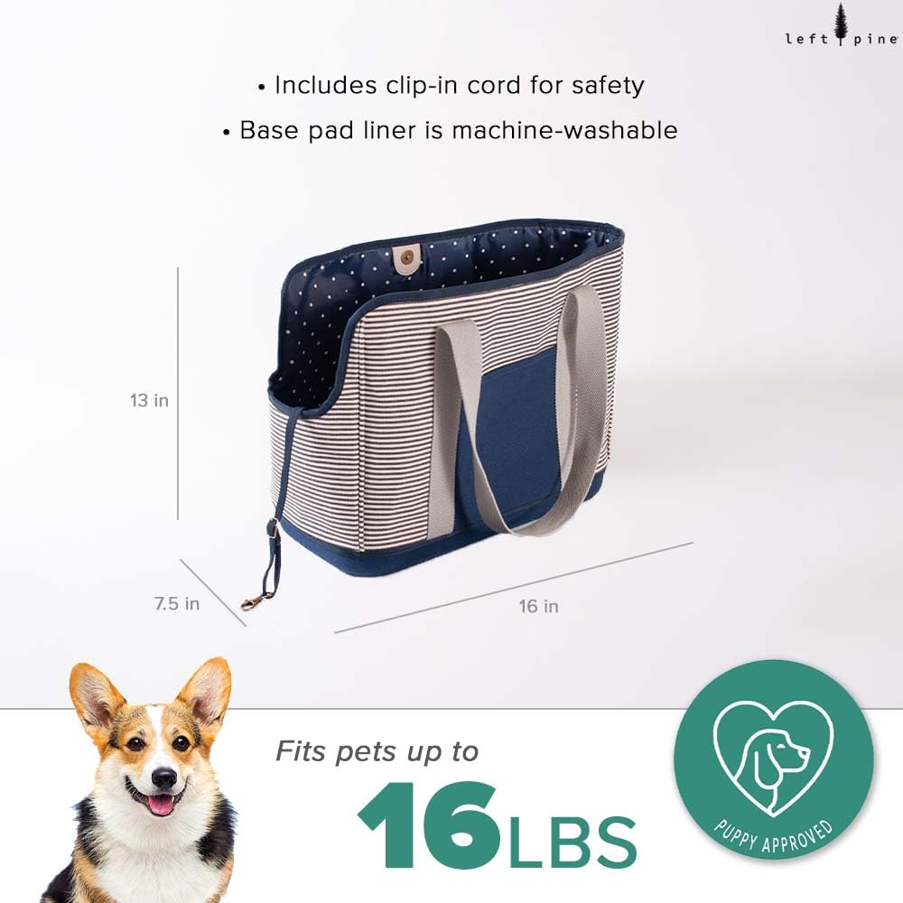 Leftpine X P.L.A.Y. Deluxe Dog Carrier Purse - Soft Sided Pet Travel Tote For Small Dogs & Puppies With Built-In Safety Leash -