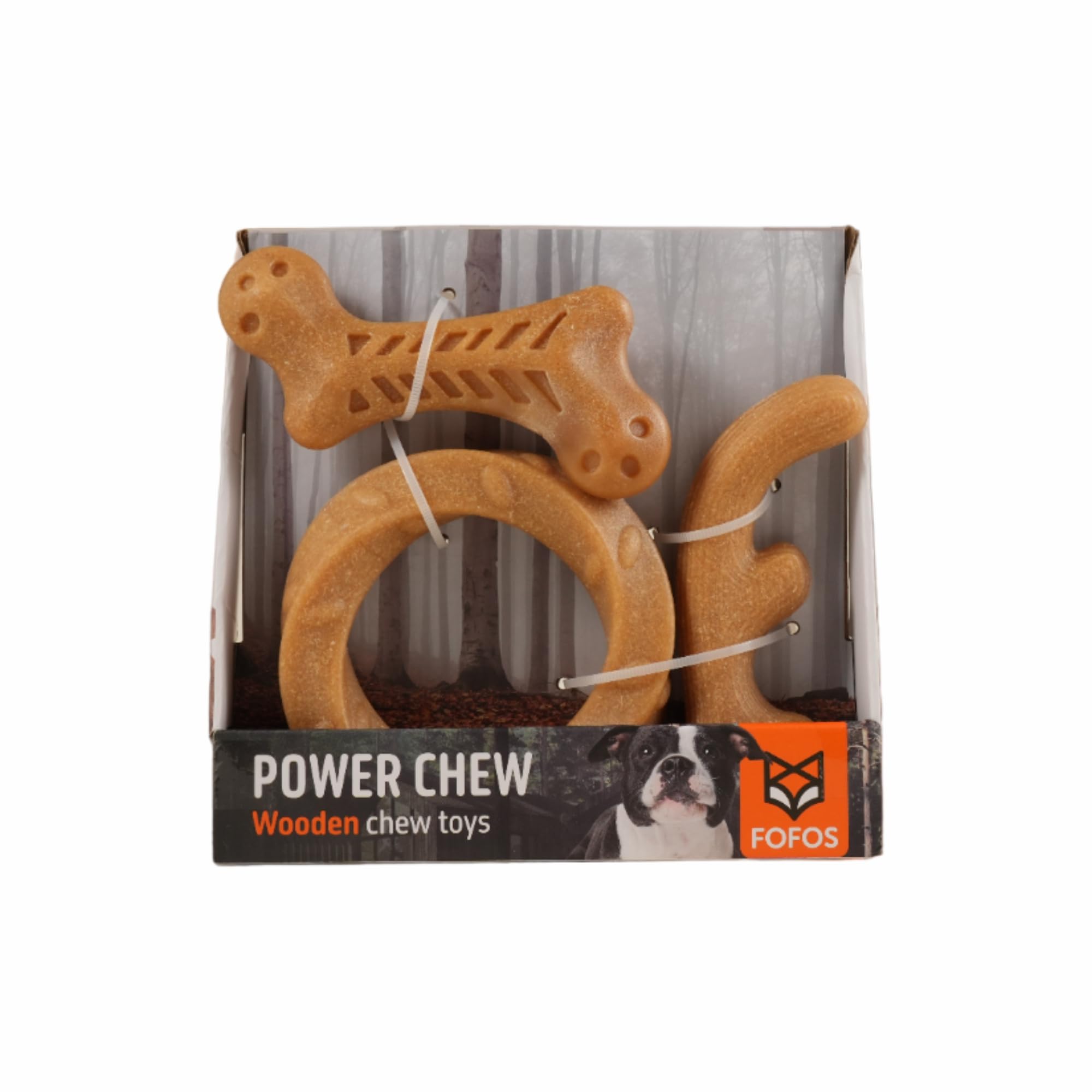 BarkButler x FOFOS Woodplay Stix Dog Chew Toys Set of 3  Brown, Real Wood Fibre Dog Toys, Natural Pine Scent, Splinter Free Dog