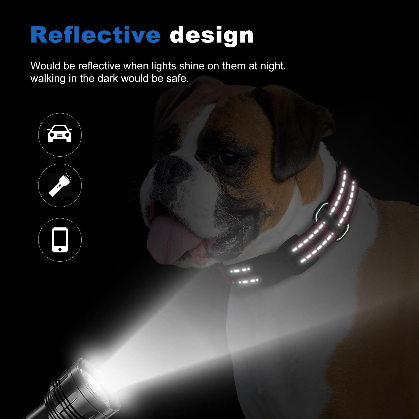 Reflective Martingale Dog Collars. Dog Collar With Quick Release Buckle. Adjustable Soft Padded Breathable Nylon Pet Collar Suit