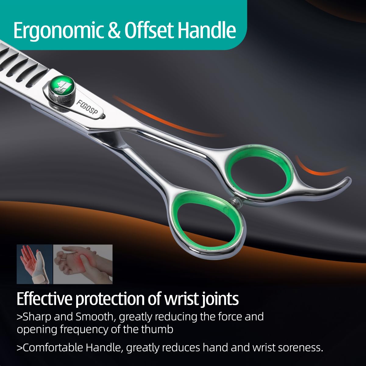 Fogosp Professional Chunkers Shears For Dogs 7 Inch Thinning Shears For Dogs Cats Pet Grooming Scissors Japanese 440C Stainless Steel 70% Thinning Rate 18 Teeth