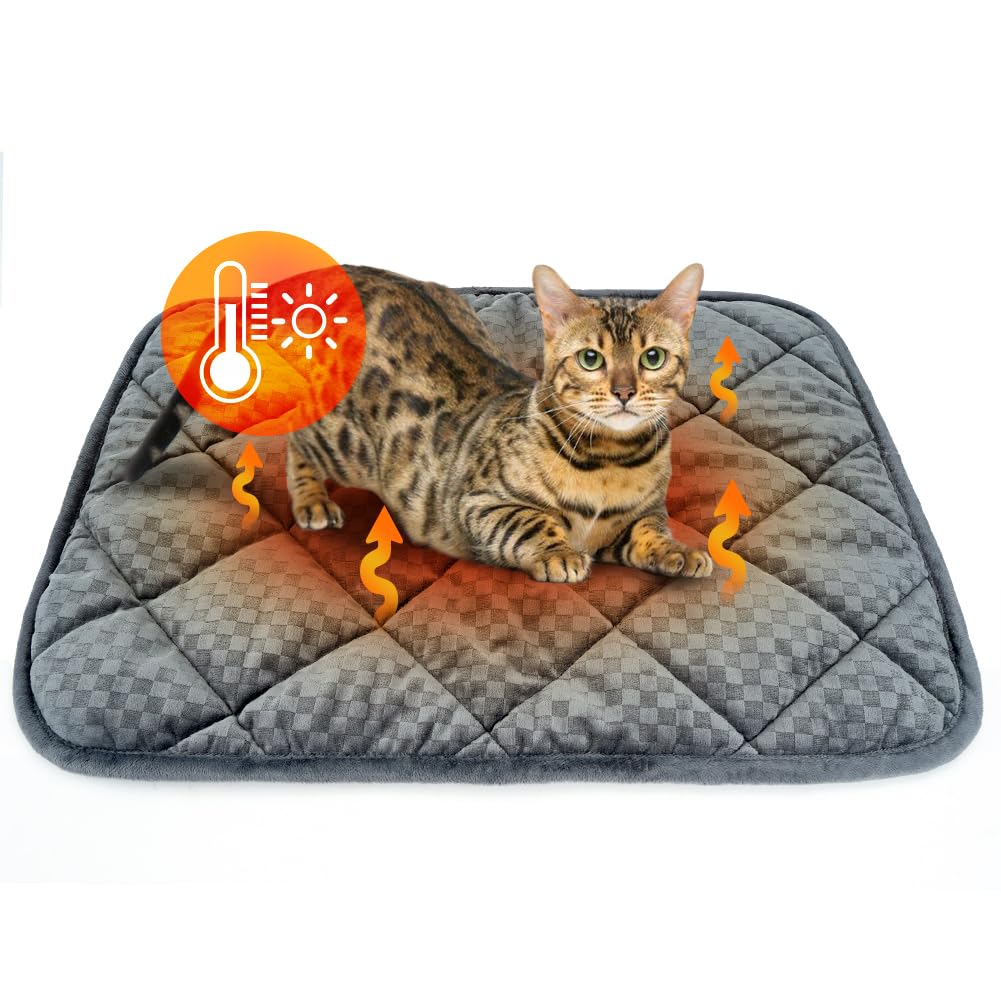 Argopet Self Warming Cat Bed (20''X16'') Self Heating Cat Mat Warm Thermal Pet Pad With Anti-Slip Bottom Machine Washable Dog Cr