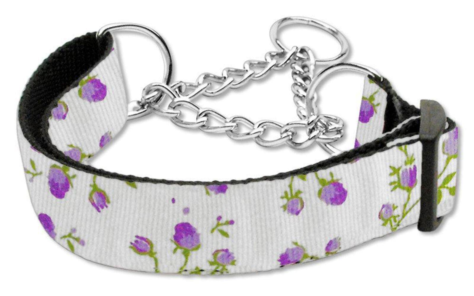 Mirage Pet Products Roses Nylon Ribbon Martingale Collar for Pets, Medium, Light Pink
