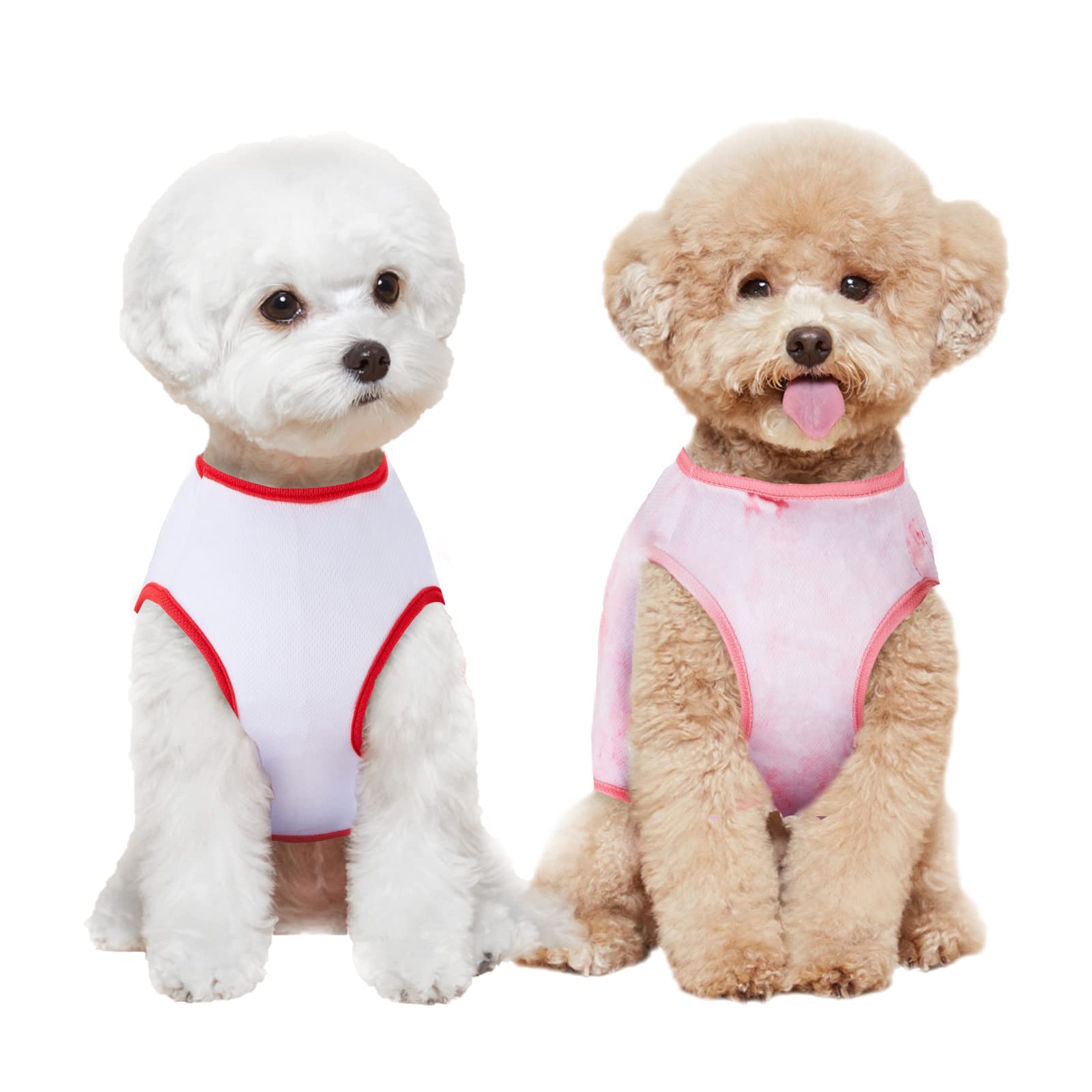 Dog Shirts For X Small Dogs - Puppy Vest T-Shirt Sleeveless Costumes Soft And Breathable Dog Shirt 2 Pack (X-Small, Pink+White)