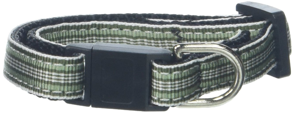 Mirage Pet Products Preppy Stripes Nylon Ribbon Cat Safety Collars, Green/White