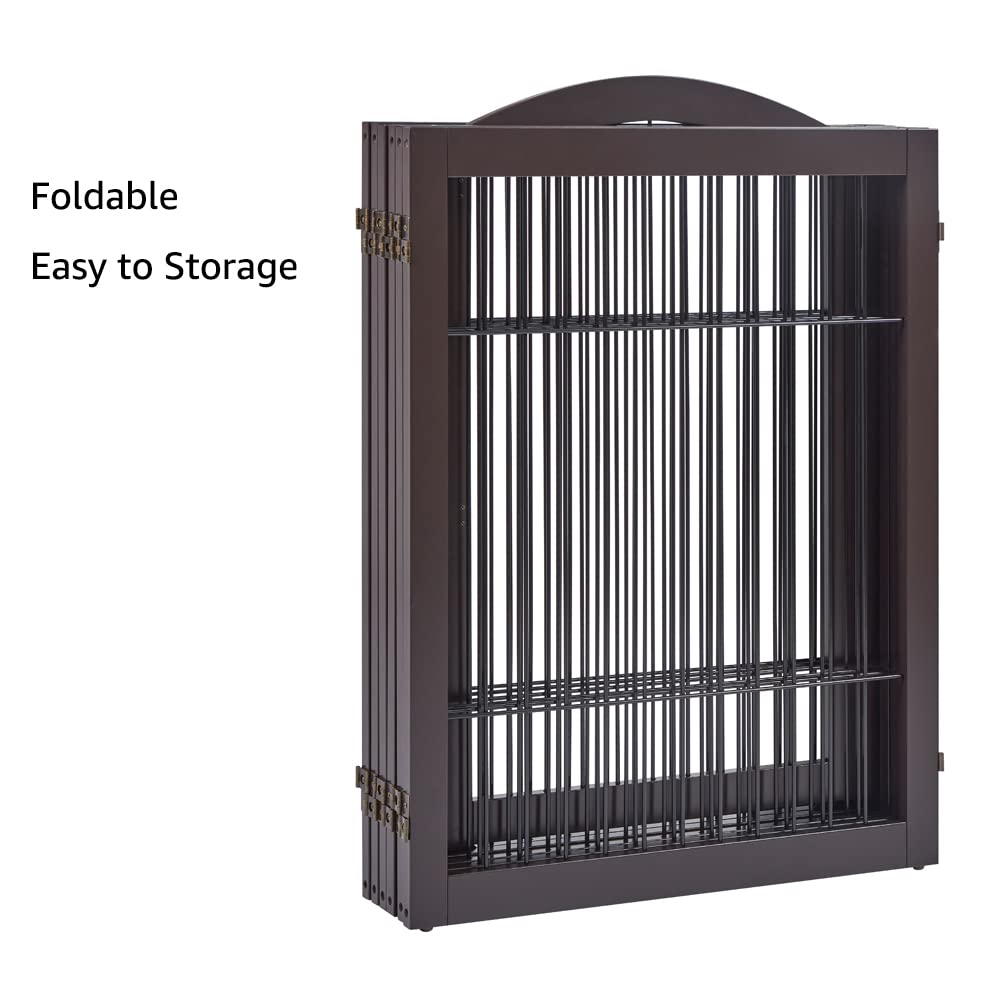 unipaws 144 Extra Wide Dog Gate and Pet Playpen, Free Standing Tall Dog Fence with Walk Through Door, Barriers for Home, Use as