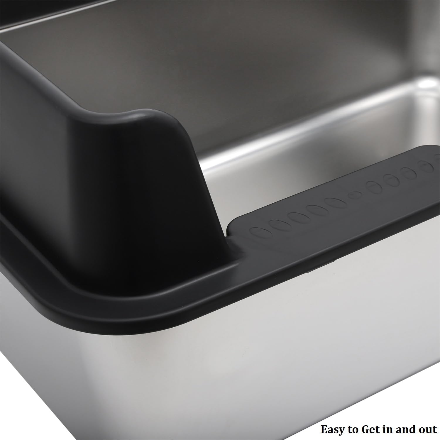 Kichwit Stainless Steel Cat Litter Box With High Sides Easy To Clean, Smooth Surface, Rust Resistant, 19.8'' X 13.8'' X 10'' (Wi