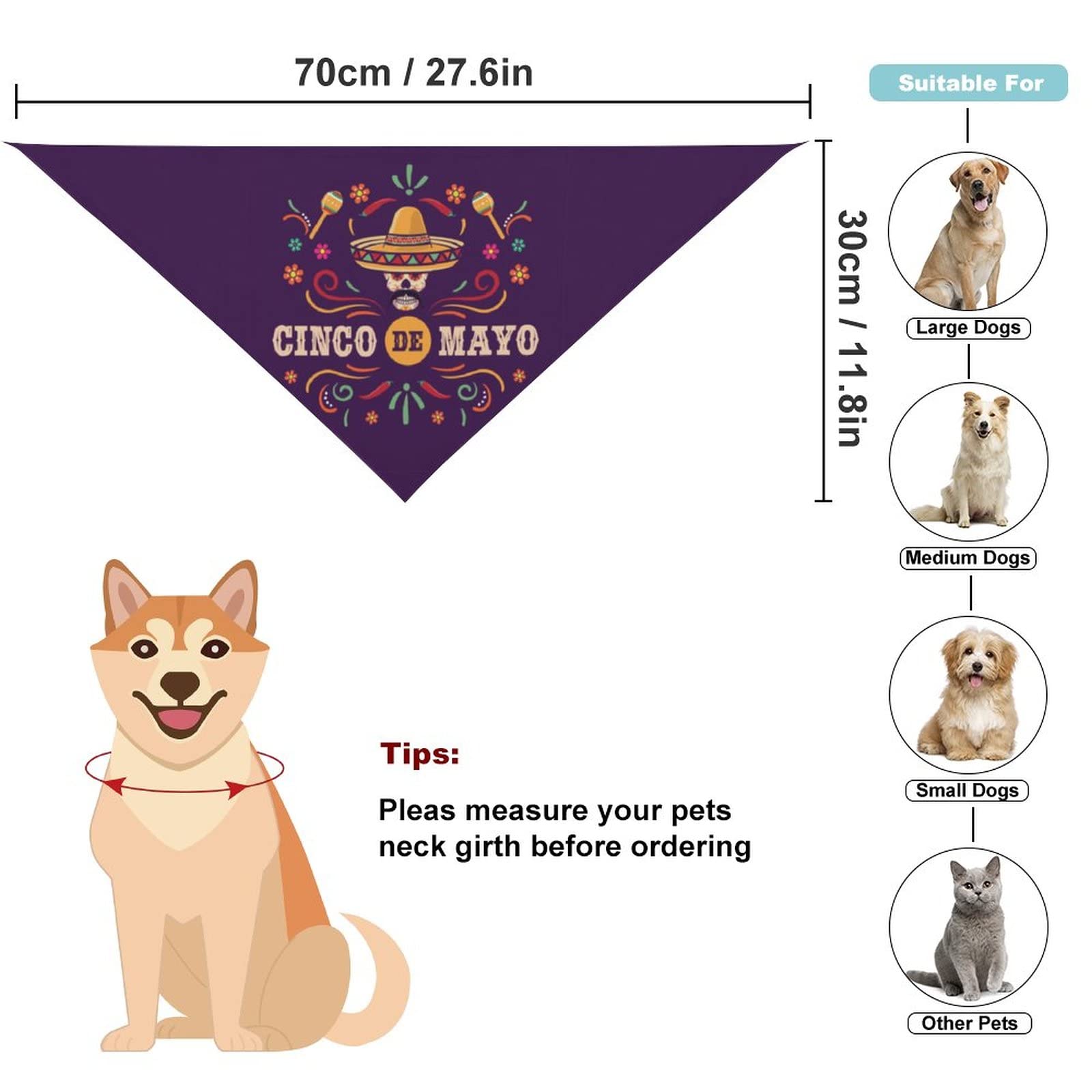 Cinco De Mayo Dog Bandanas Pets Kerchief Reversible Triangle Bibs Scarf Outfits Accessories For Small To Large Dogs Cats