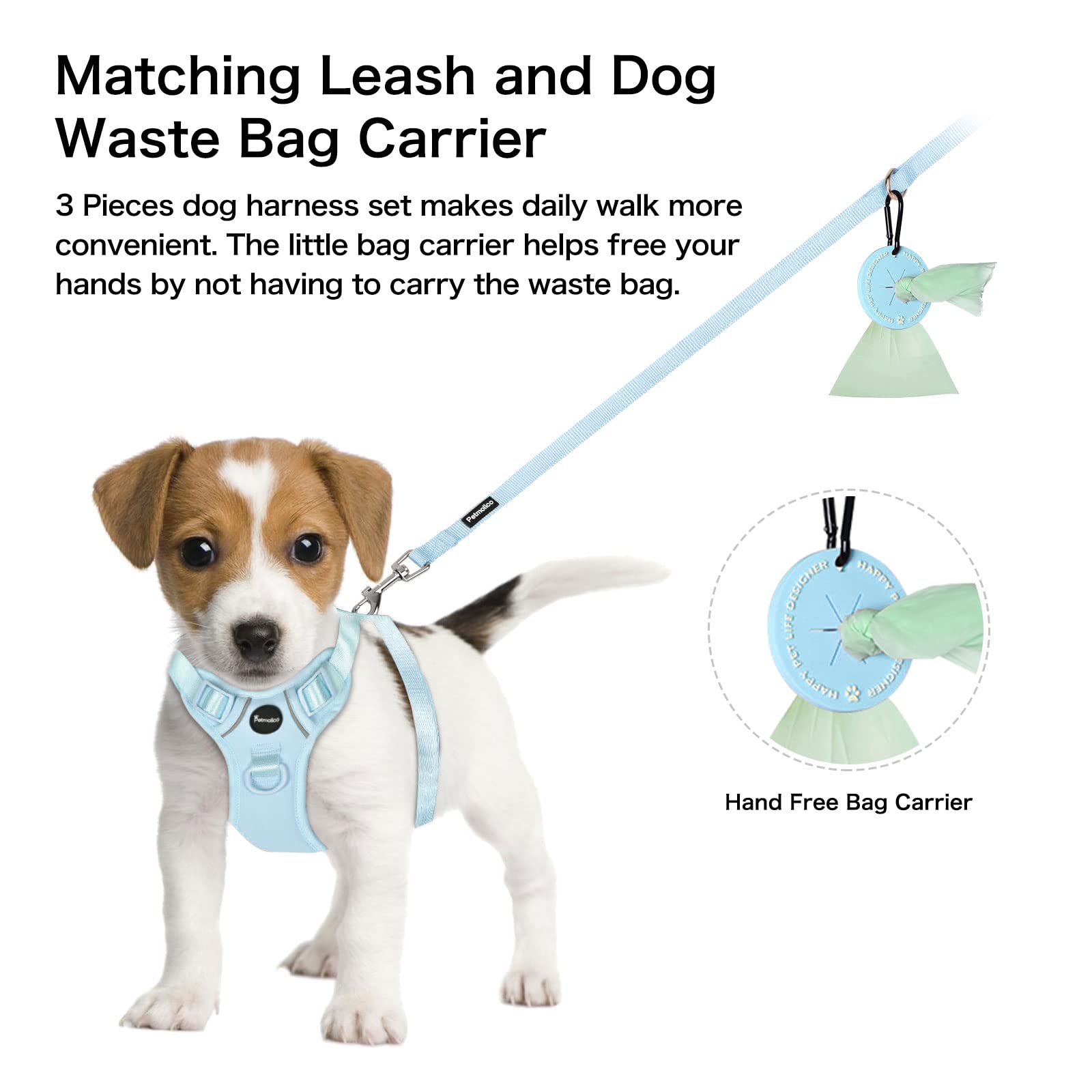 Petmolico Dog Harness For Medium Dogs No Pull, Cute Dog Harness With Two Leash Clips And Soft Handle, Reflective Easy Walk Dog H