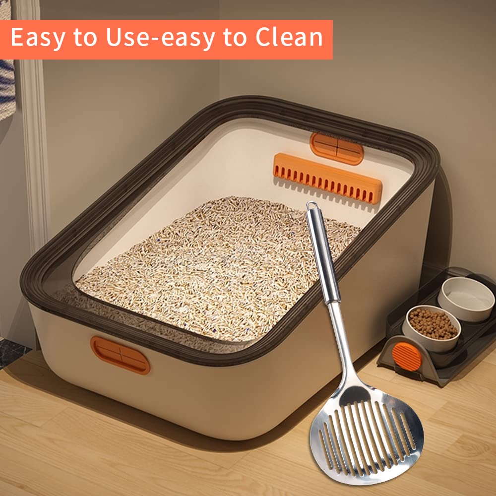 Cat Litter Scooper, Cat Accessories Cat Scoop Stainless Steel Kitten Scoop Poop Sifting Cleaning For Litter Box, Cat Poop Sifter