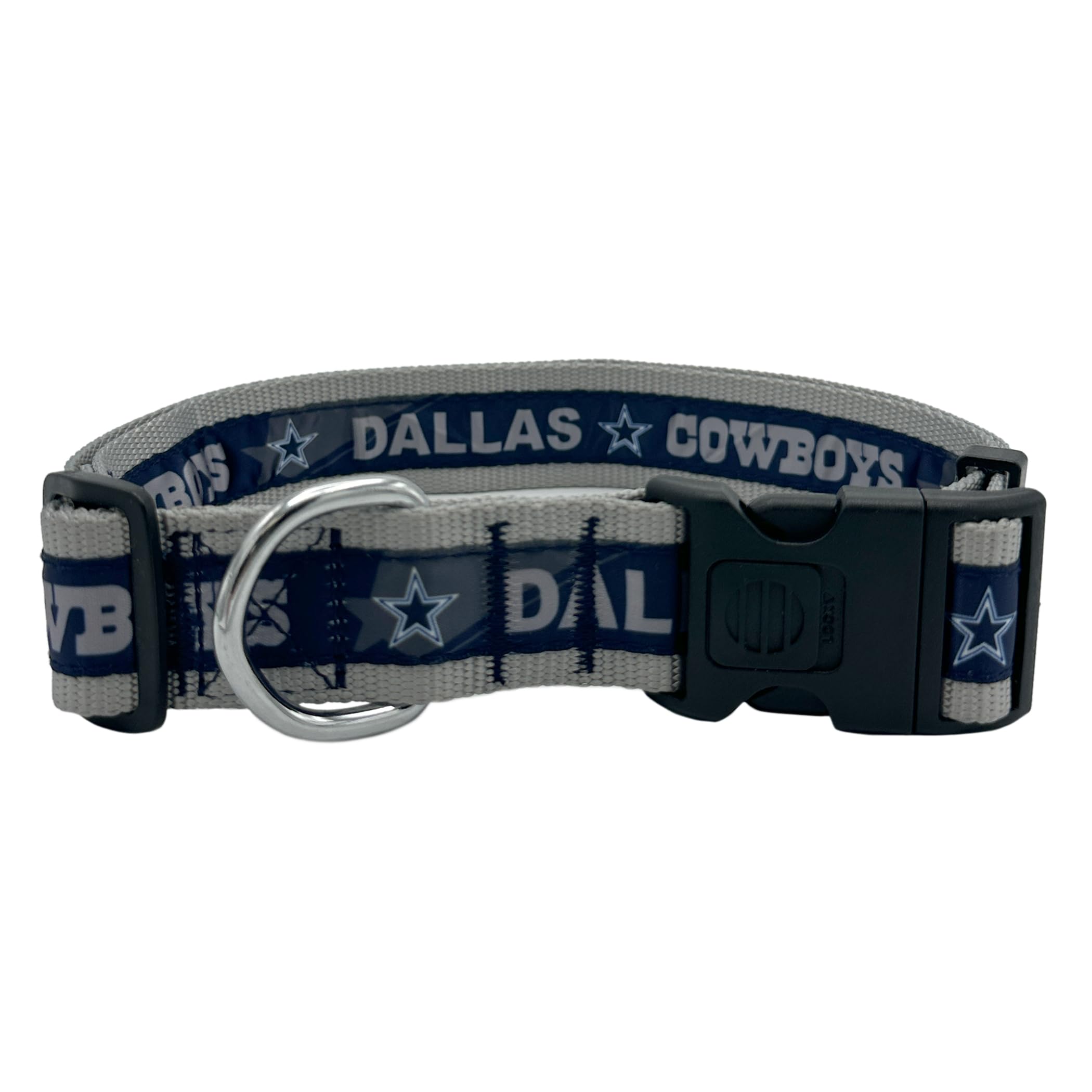 NFL Dallas Cowboys Dog Collar, X-Large SUPER TOUGH with Anti-Open Safety Lock Button