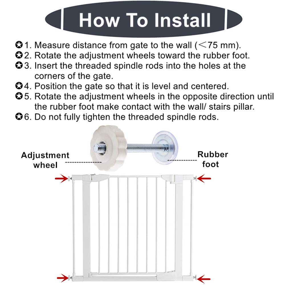 4 Pack M10 Extra Long Pressure Gates Threaded Spindle Rods,10mm Baby Kids Pet Dog Gates Accessory Screw Bolts Kit Fit for All Pr