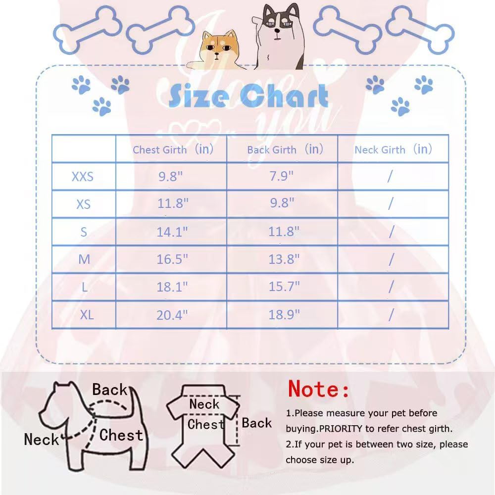 Valentines Dog Dress With Bowknot, Tutu Skirt Tulle Dress Pet Apparel Puppy Outfit Holiday Doggie Clothes For Small Dogs Girl (R