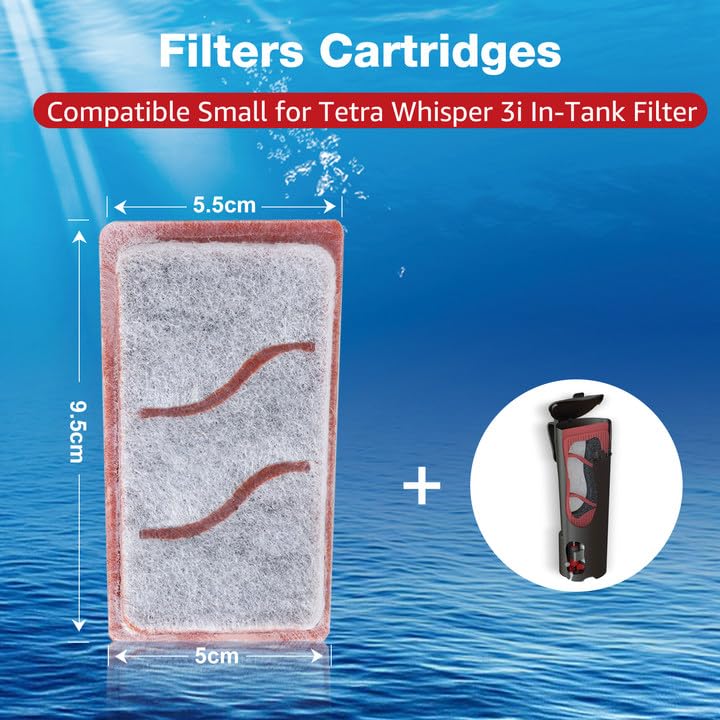 Zuqqony 8 Pack Small Filter Cartridges for Tetra Whisper Bio-Bag Filters - White Replacement Filters for 3i Internal Filters