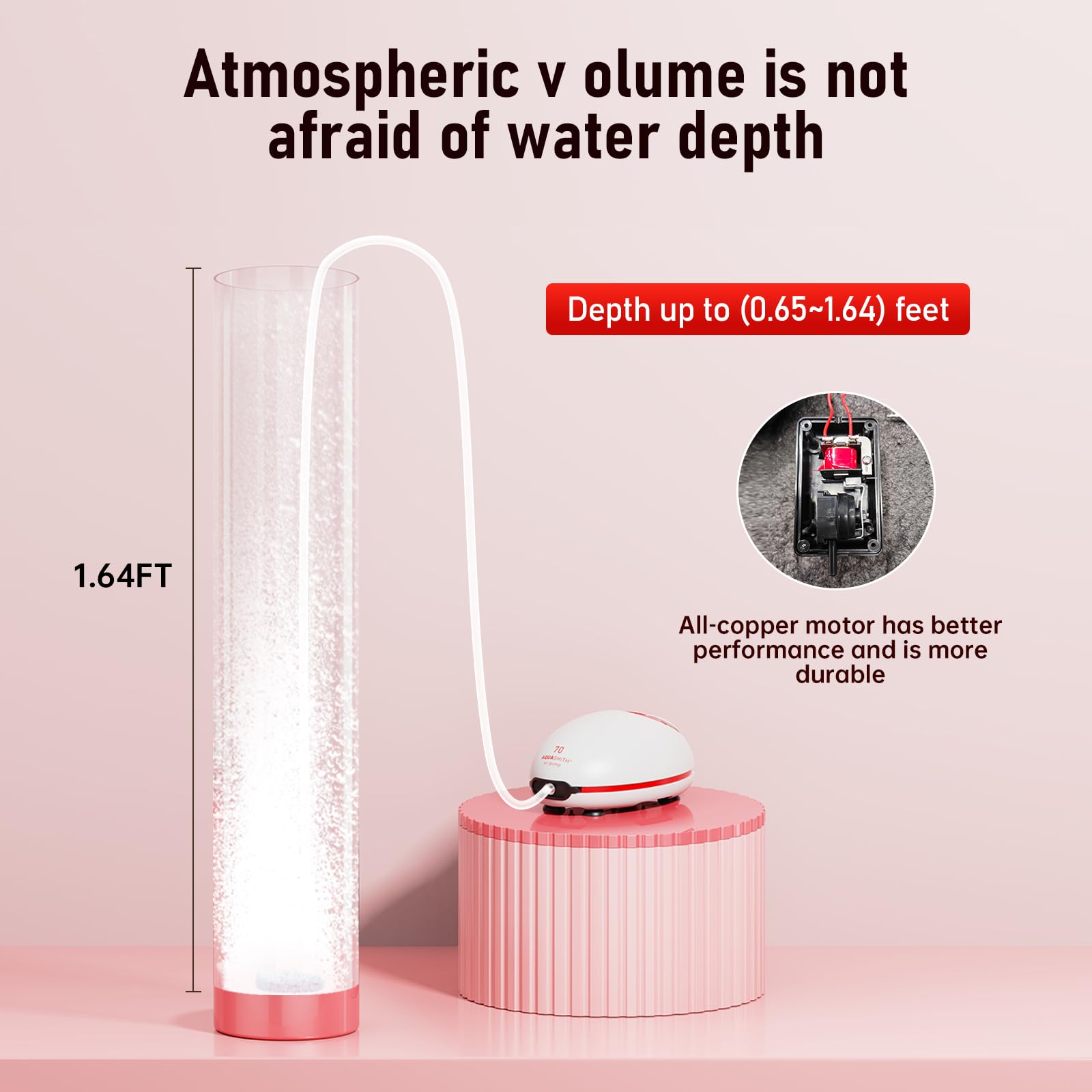 AQUASMITH 1w Ultra Quiet Aquarium Air Pump, Aquarium Aerator Adjustable Airflow, Single Hole Suitable for 20 to 40 GPH Fish Tank