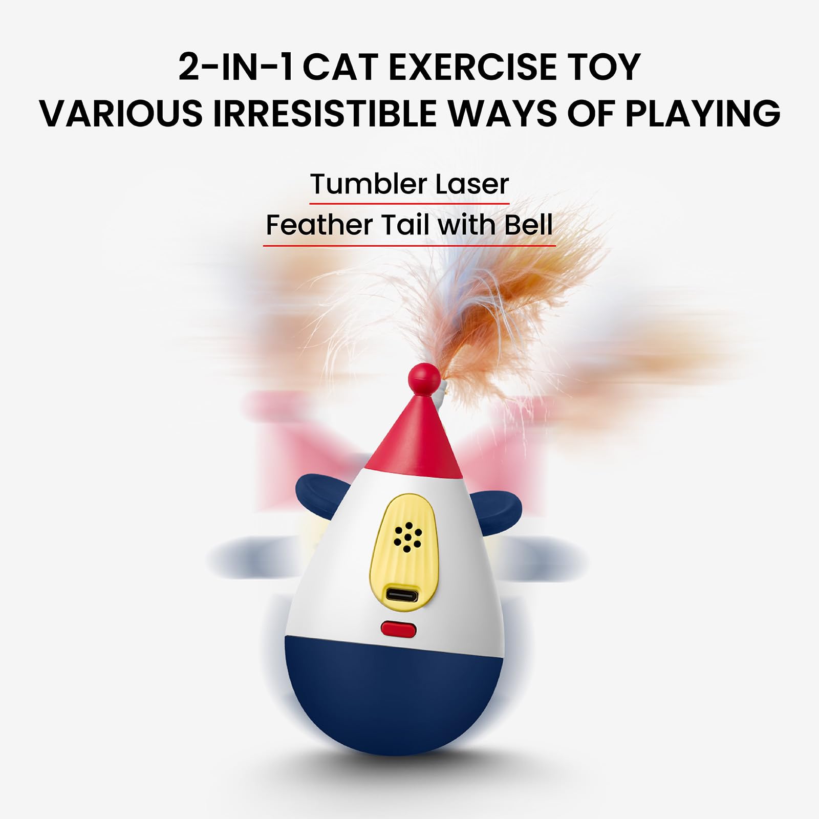 Duepay Cat Laser Toy Automatic Interactive Cat Toy With Random Trajectory Usb-Rechargeable Wobble Cat Toy With Three Random Mode