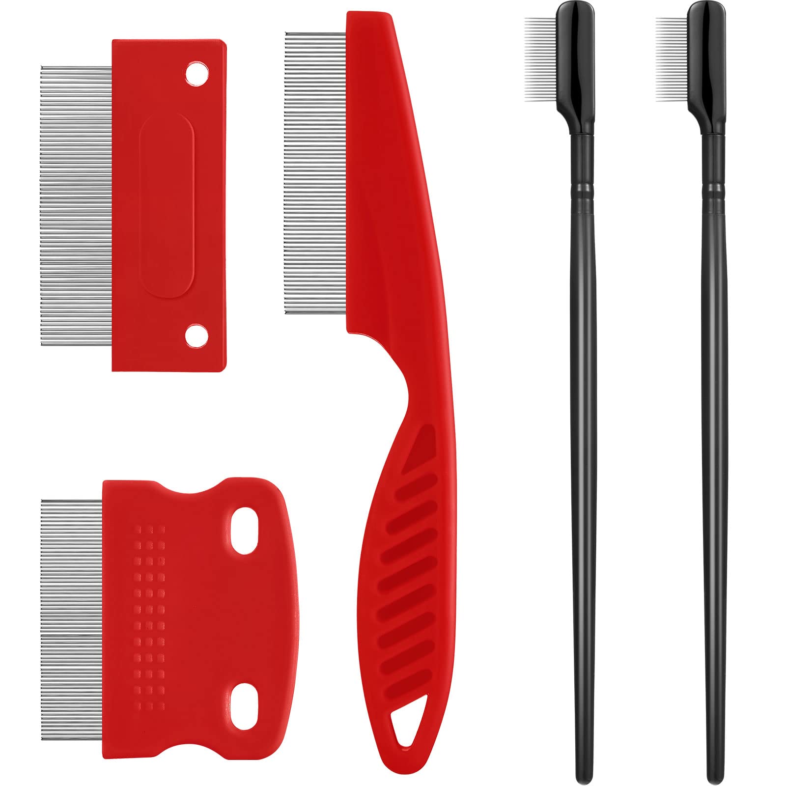 5 Pieces Dog Eye Combs Tear Stain Remover Combs Pet Grooming Comb For Small Dogs Gently Removing Eye Mucus And Crust (Red, Black