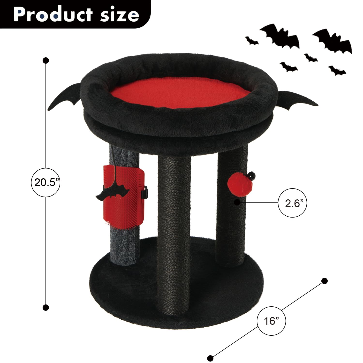 Mecool 4In1 Small Cat Tree,Scratching Post With Tower Soft Bed, Sisal Carpet Jute Posts With Three Hanging Ball Toys And Massage