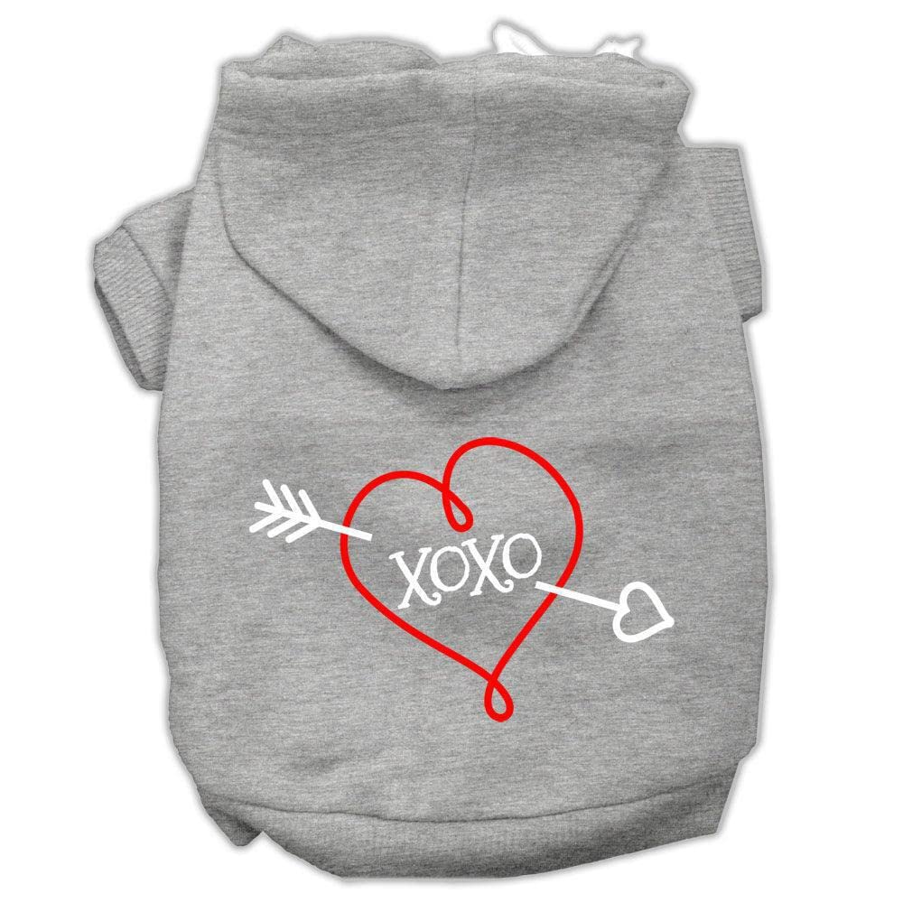 Pet Dog & Cat Hoodie Screen Printed, XOXO Gray XL (14-20 lbs.)