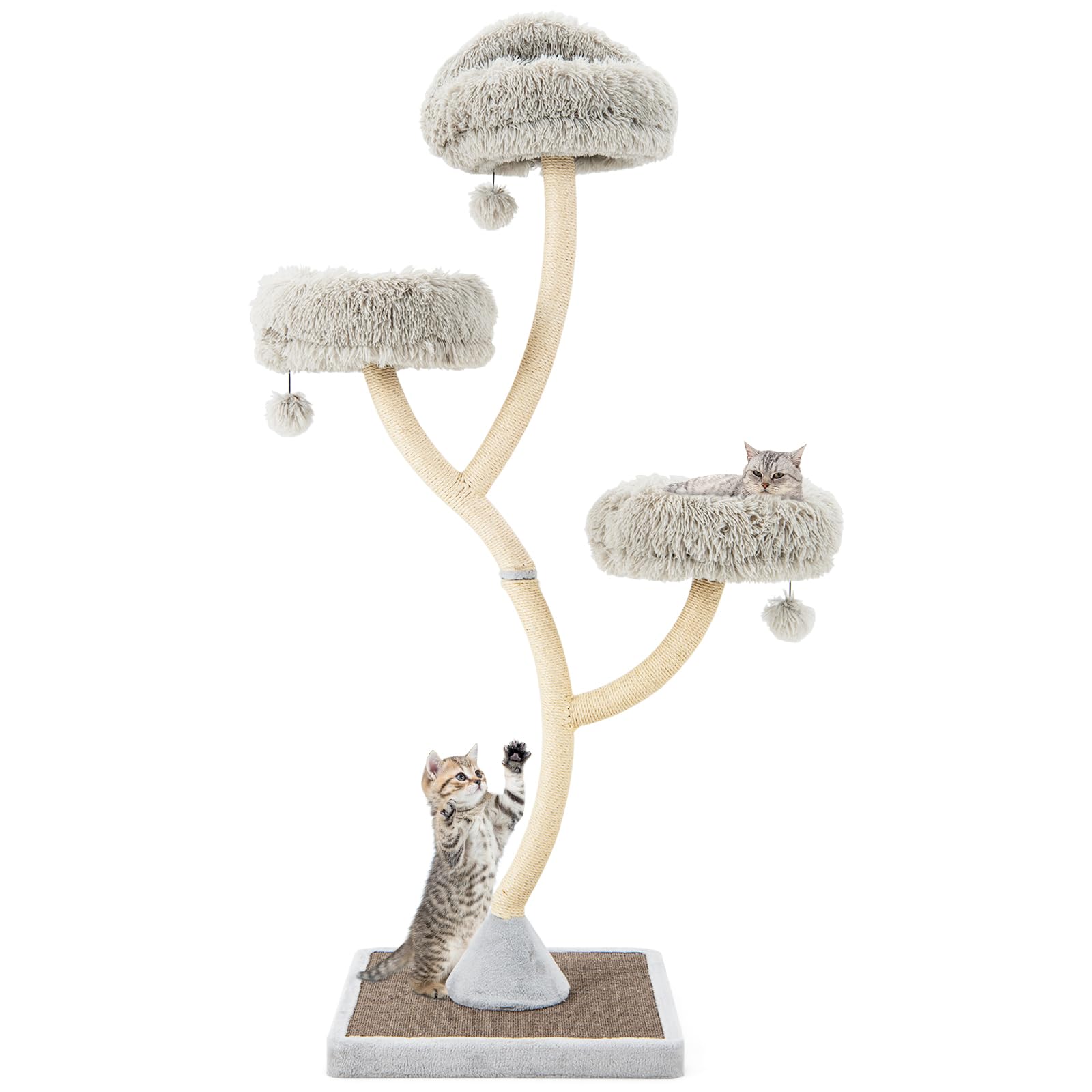 PETSITE 70 Tall Cat Tree, Cat Tower with Scratching Posts and Board, Multi-Level Cat Tower for Large Cats 20 lbs+ with 3 Cozy Pe