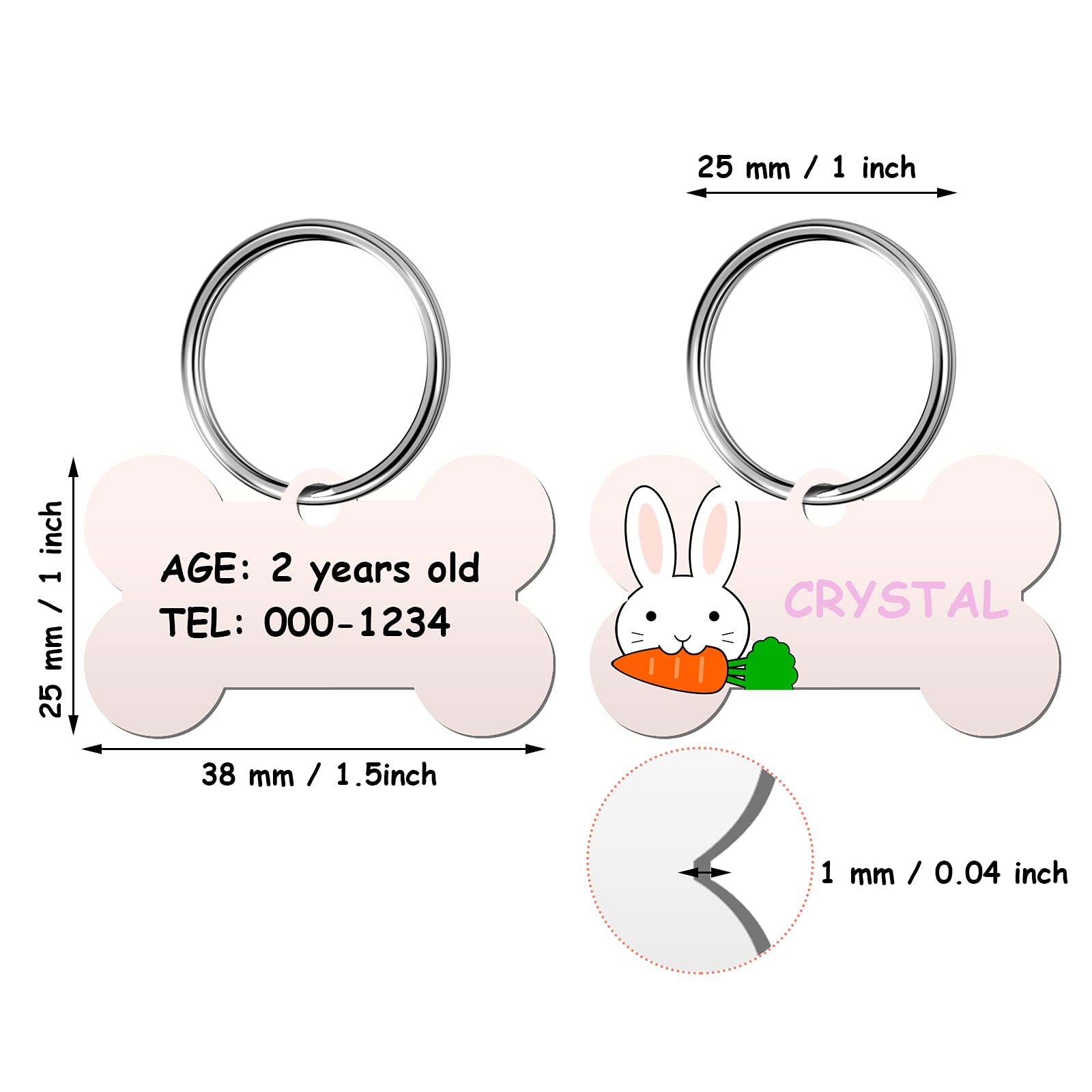 Hotop 16 Pieces Sublimation Blank Dog Tags Aluminum Bone Shaped Pet Name Id Tags Double Sided With 16 Pieces Key Rings For Dogs