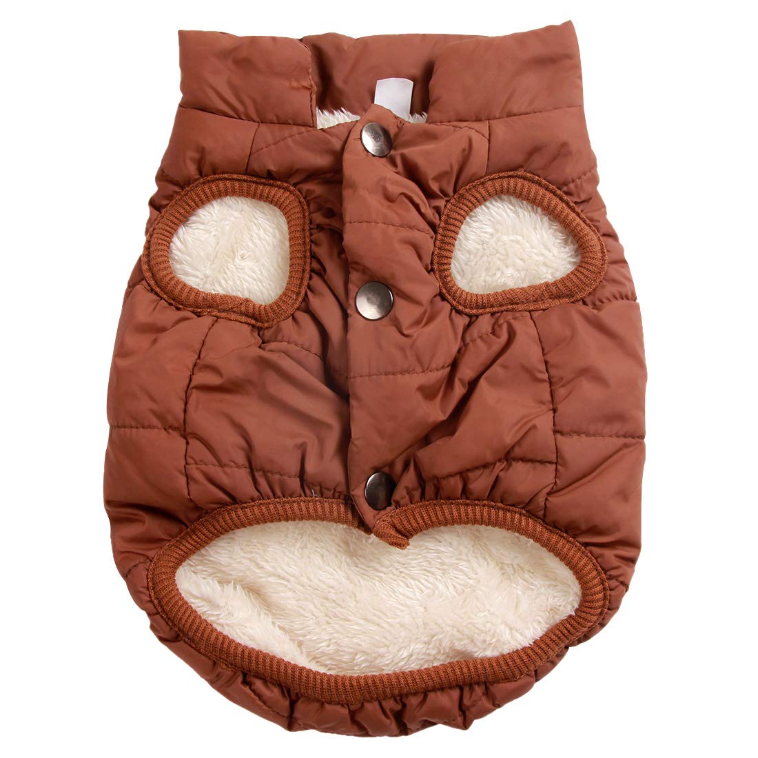 Joydaog 2 Layers Fleece Lined Warm Dog Jacket For Winter Cold Weather,Soft Windproof Medium Dog Coat,Brown Xl