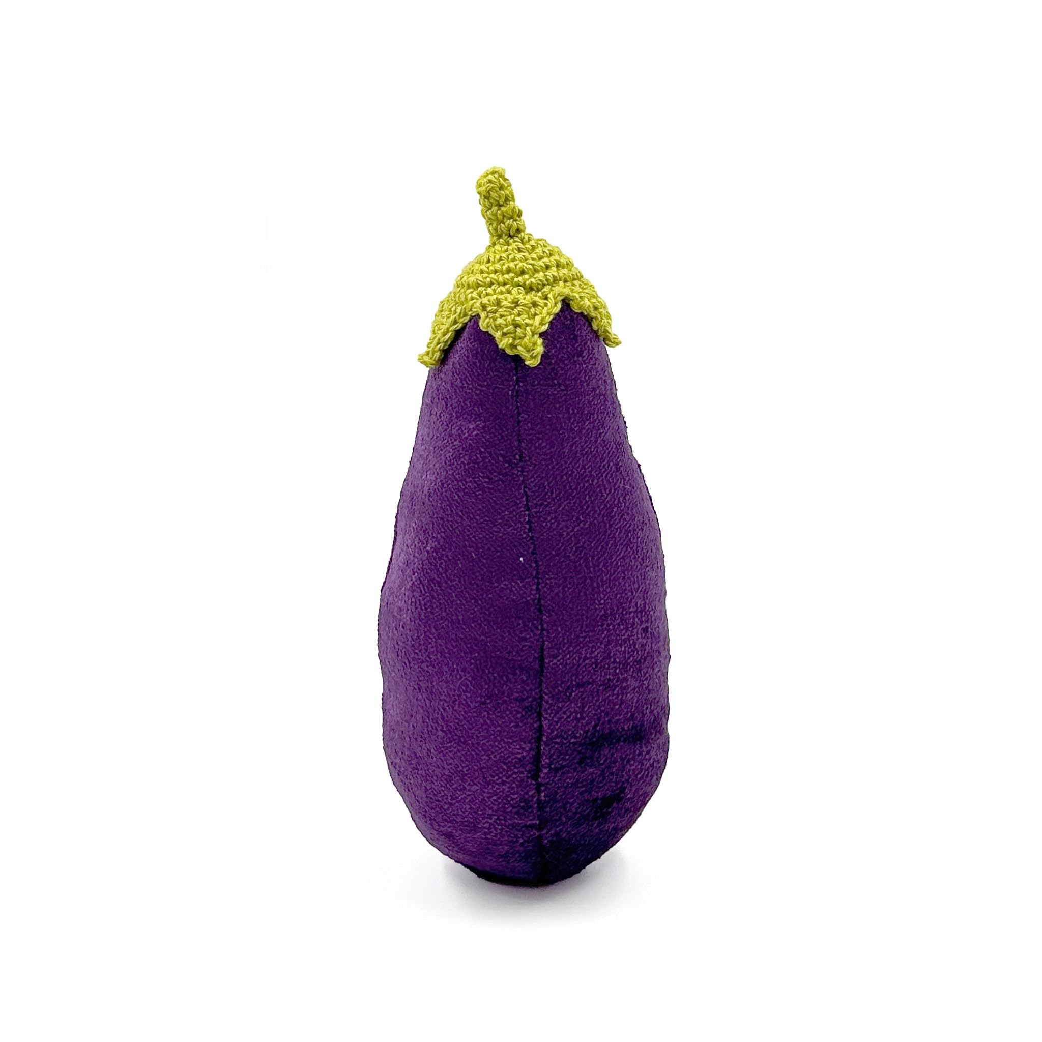 Pets and People Co. Brinjal Plush Dog Toy | Squeaky Inside | Crochet Top | Suitable for Small, Medium & Large Dog Breeds