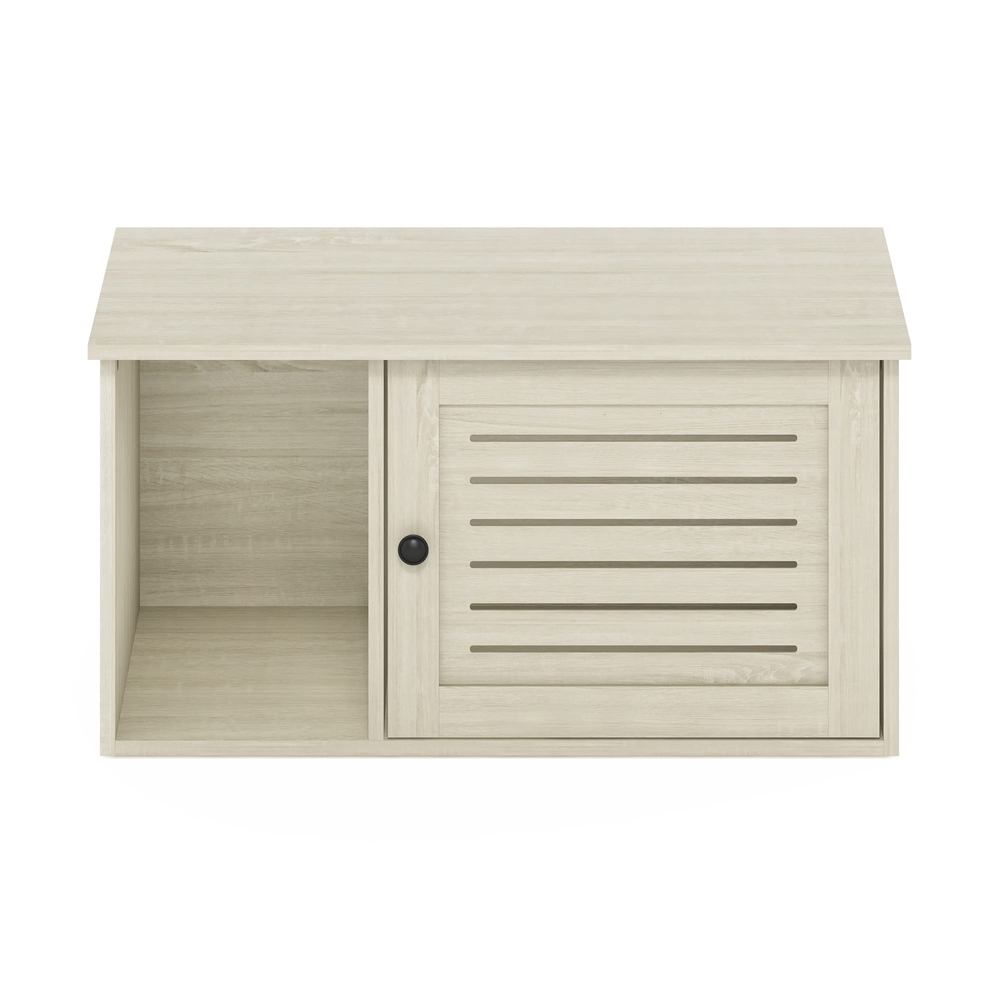 Furinno Peli Farmhouse Hidden Cat Litter Box with Divider, White Wash