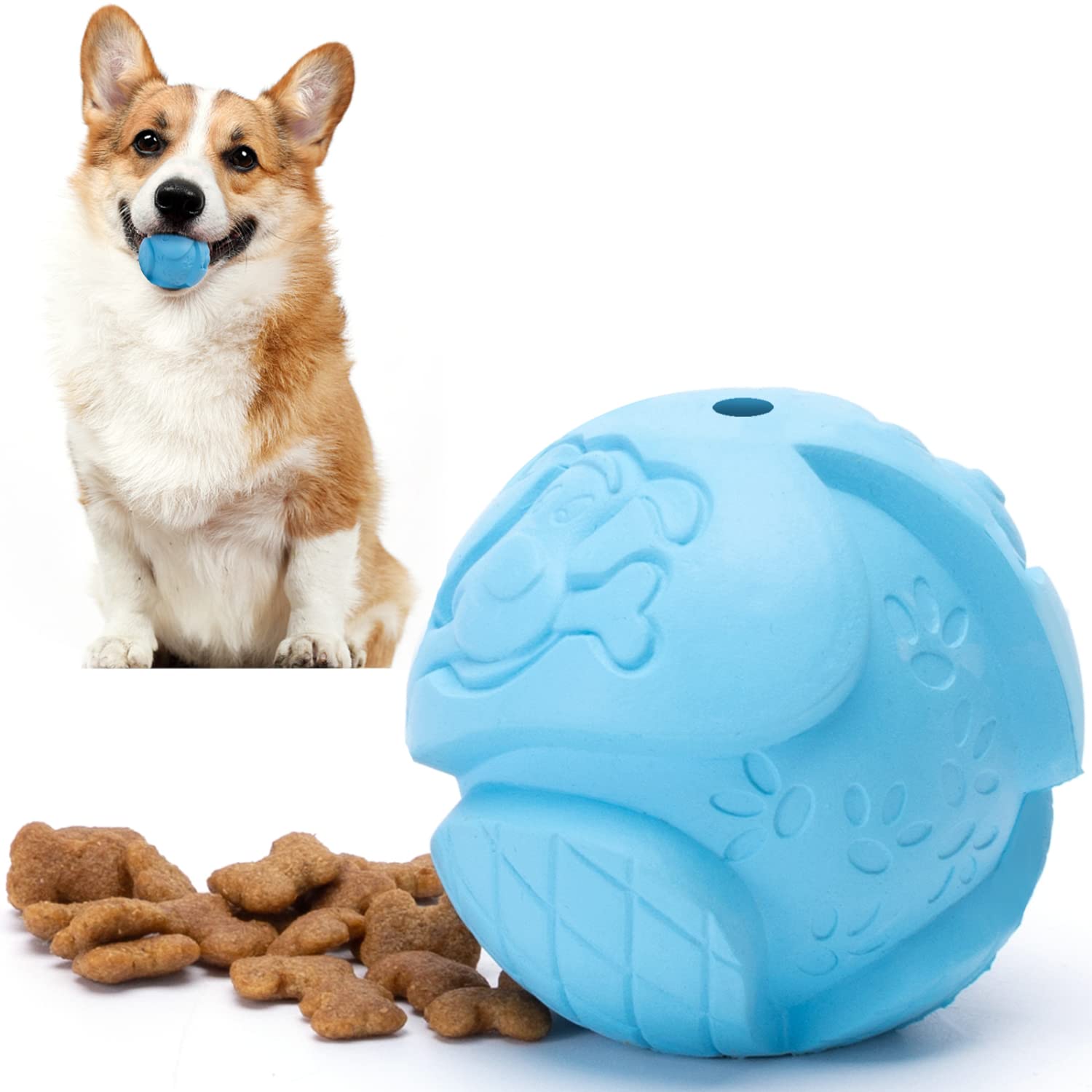 Nobleza Dog Treat Ball, Durable Safe Rubber IQ Dog Food Ball Dispenser for Chewing and Slow Feeing, Interactive Bouncy Enrichmen