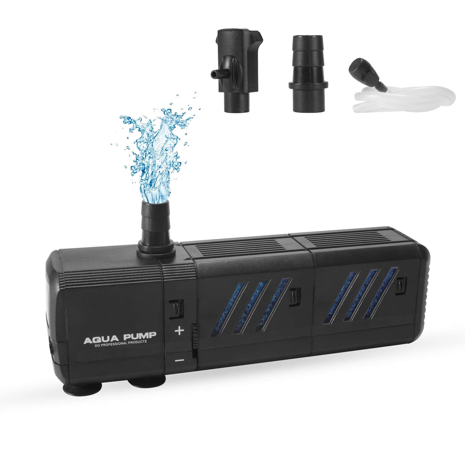 Aquarium Filter, Insputer 8W Turtle Tank Filter With 2 Sponge Filtration, 200 Gph Adjustable Submersible Fish Filters For 10-50 Gallo Pond Freshwater