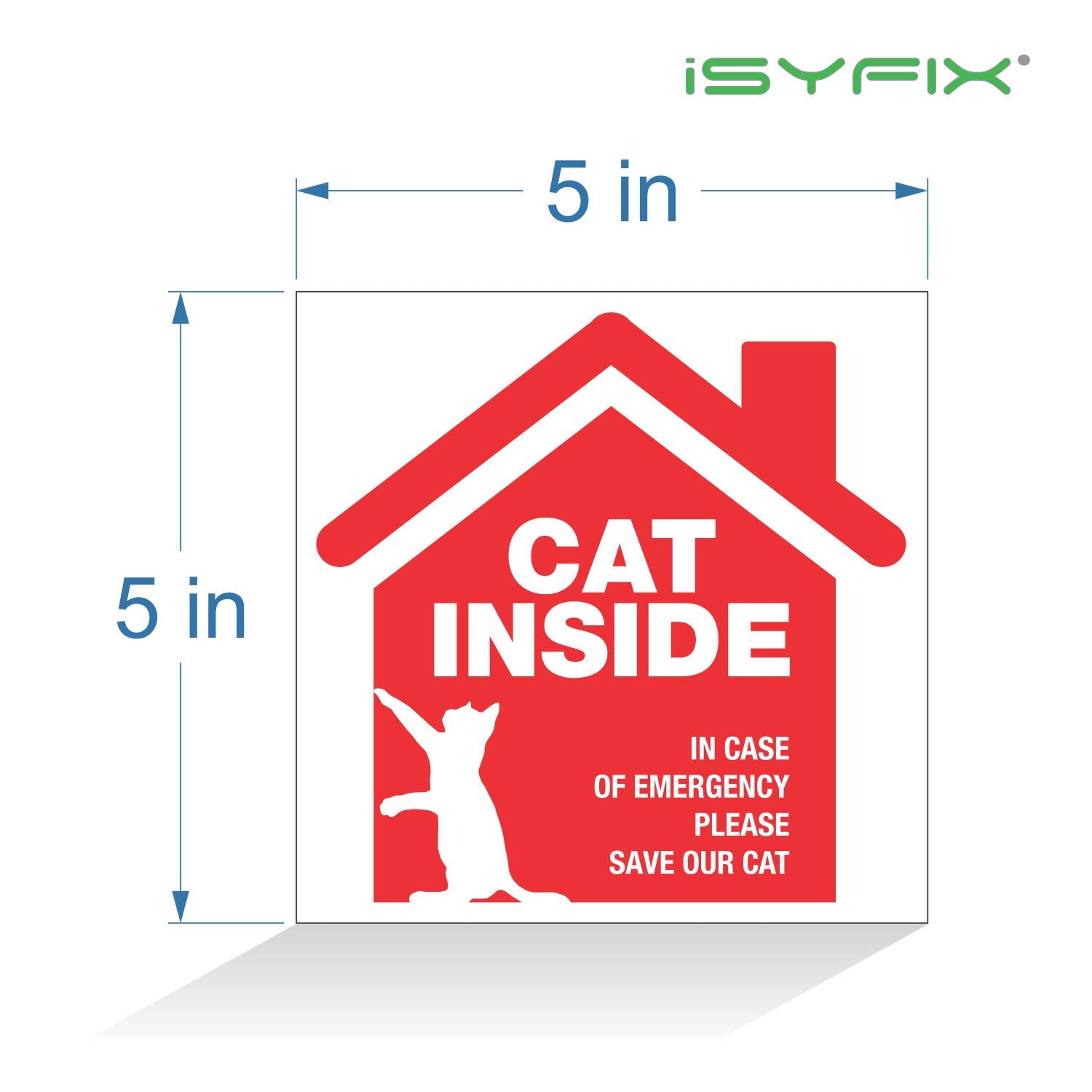 Isyfix Cat Inside Alert Signs Stickers - 4 Pack 5X5 Inch - Premium Self-Adhesive Vinyl, Laminated For Ultimate Uv, Weather, Scratch, Water And Fade Resistance, Indoor And Outdoor Red