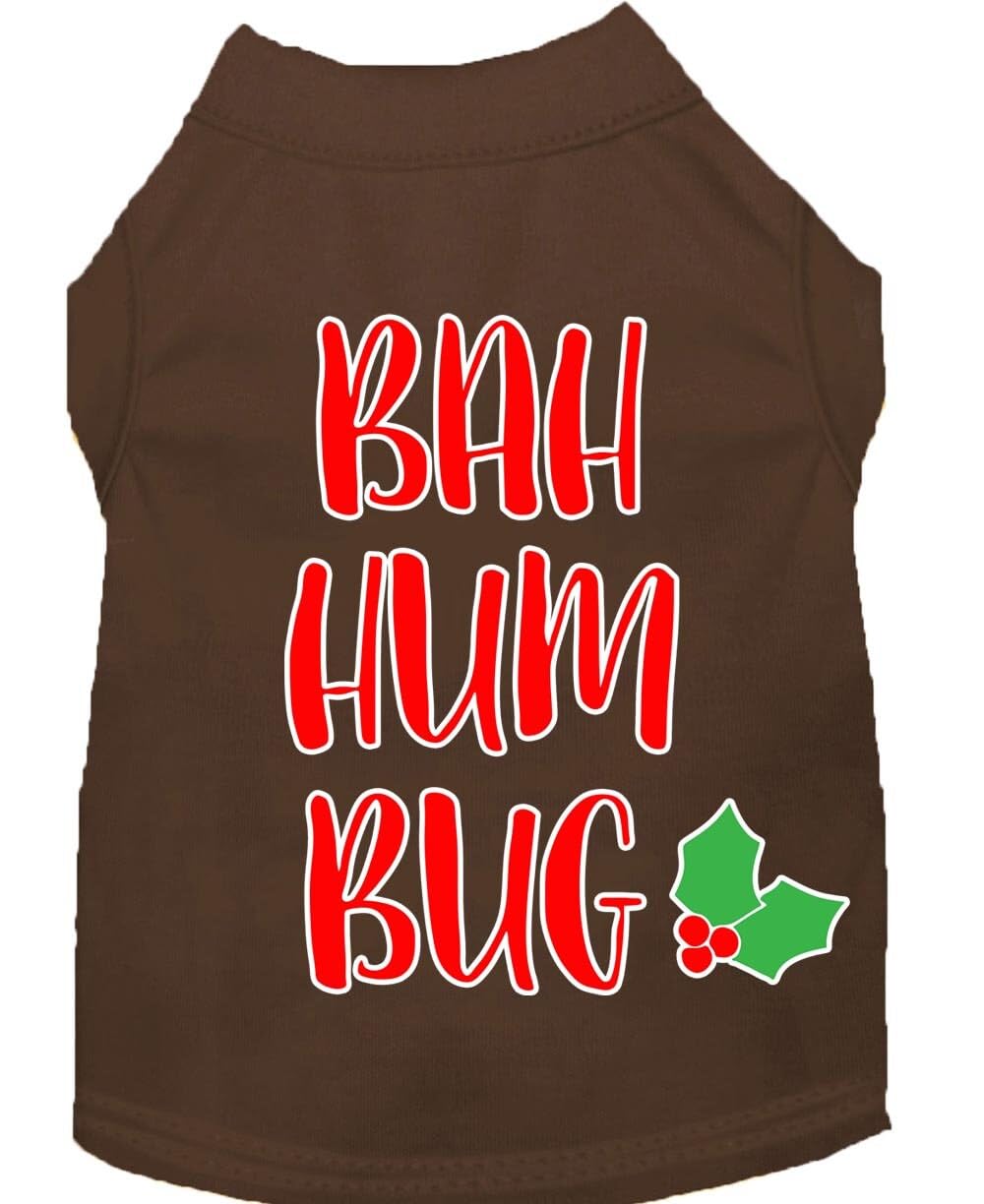 Christmas Pet Dog & Cat Shirt Screen Printed, &quot;Bah Humbug&quot; White LG (10-14 lbs.)