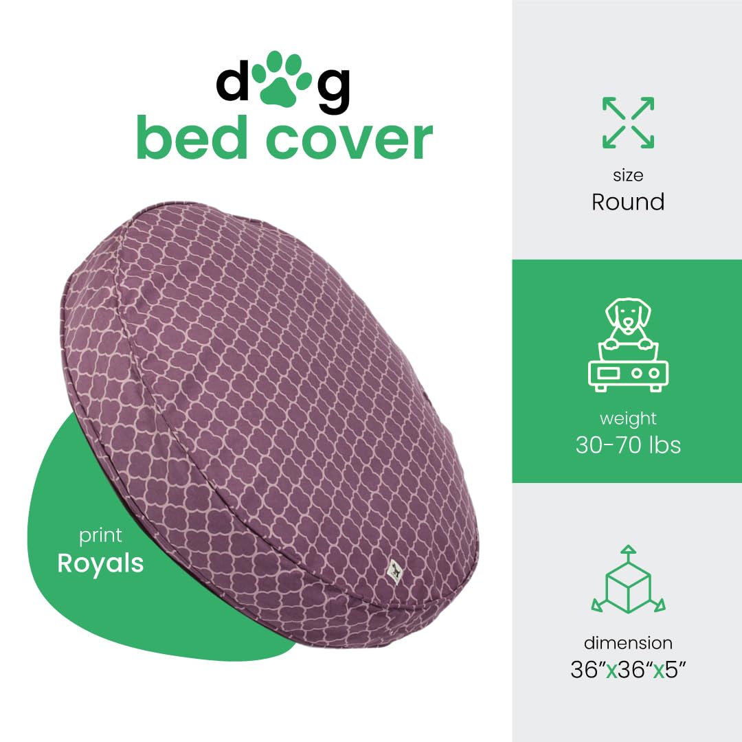 molly mutt Huge Dog Bed Cover - Royals Print - Measures 36    x 5 - 100% Cotton - Durable - Breathable - Sustainable - Machine W