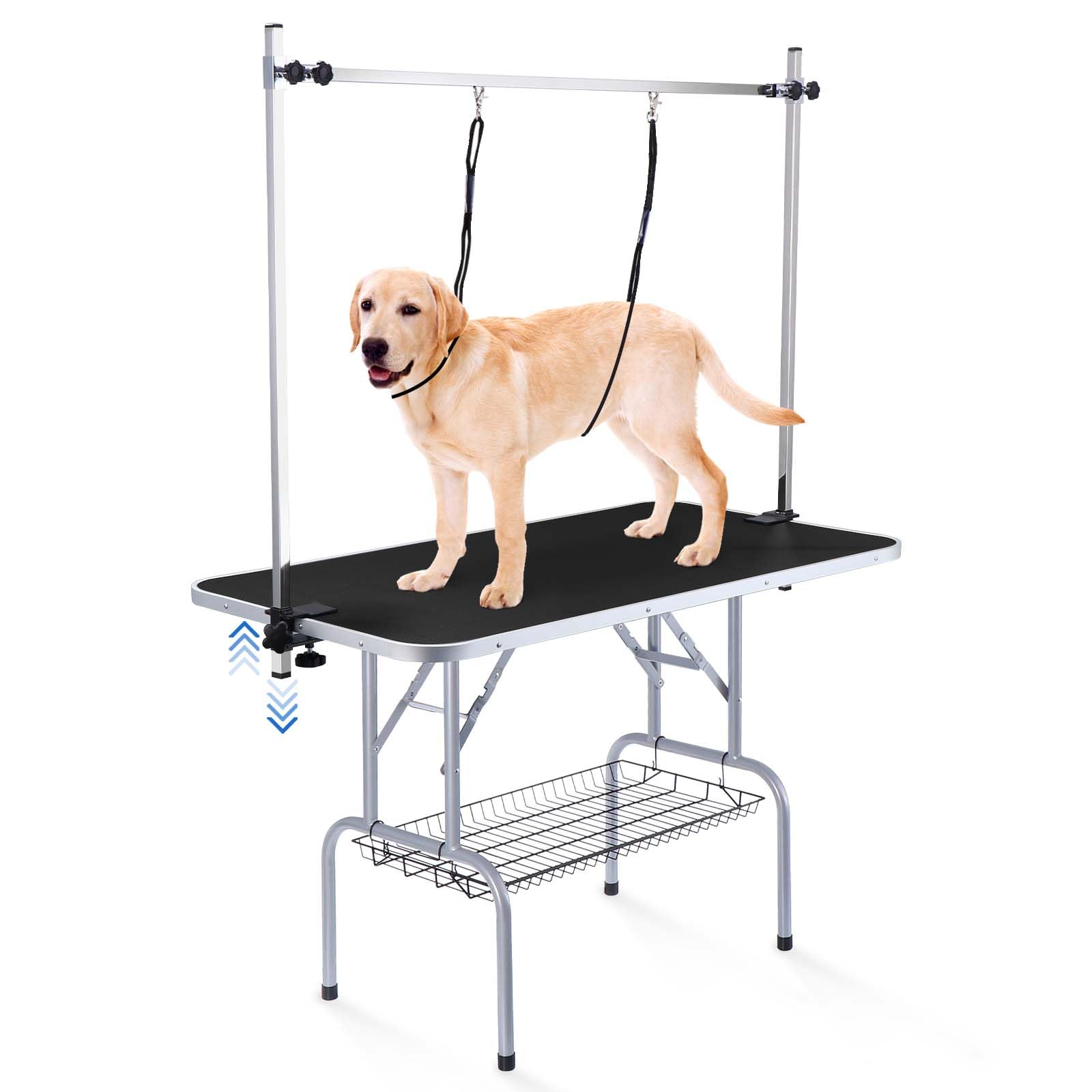 Unovivy 46-Inch Dog/Pet Grooming Table Foldable Height Adjustable, Portable Dog Grooming Table With Arm Noose & Mesh Tray, Maxim