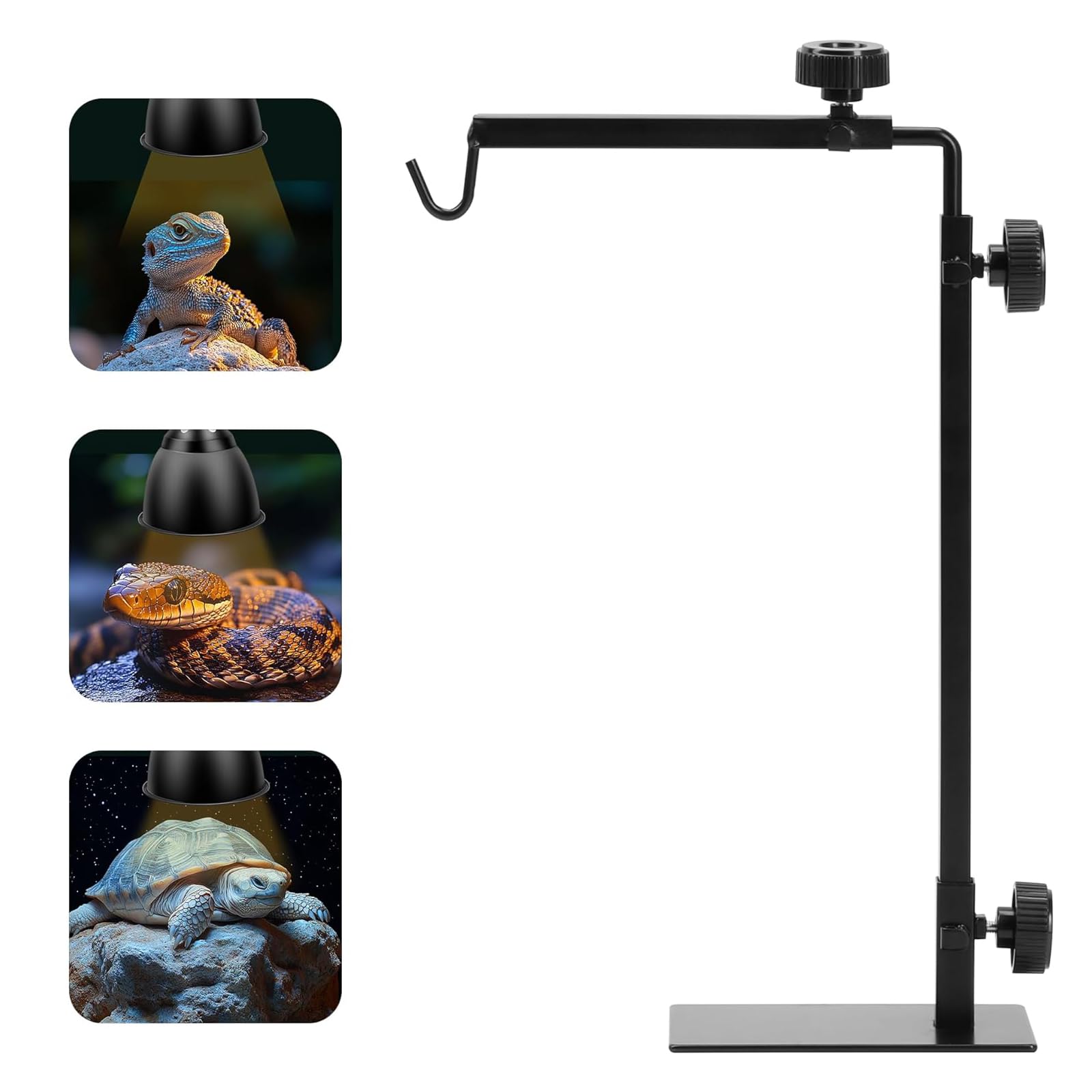 Simple Deluxe Reptile Light Stand Adjustable 14-26 inch Floor Lamp Holder, Metal Bracket for Reptile Tank & Terrarium Heating Li