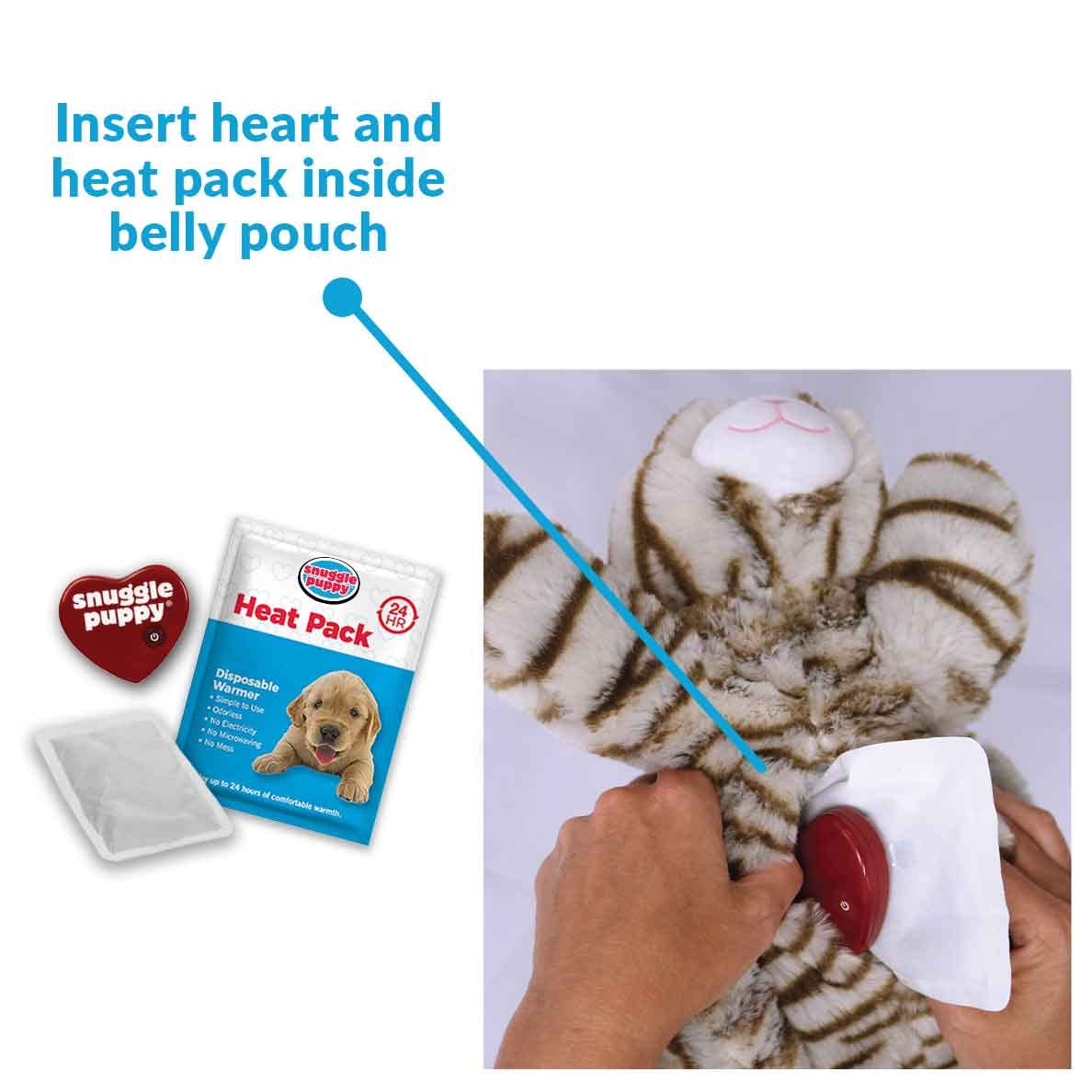 Original Snuggle Kitty Heartbeat Stuffed Cat Toy By Snuggle Puppy. Pet Anxiety Relief And Calming Aid For All Breed Sizes In Tan Tiger