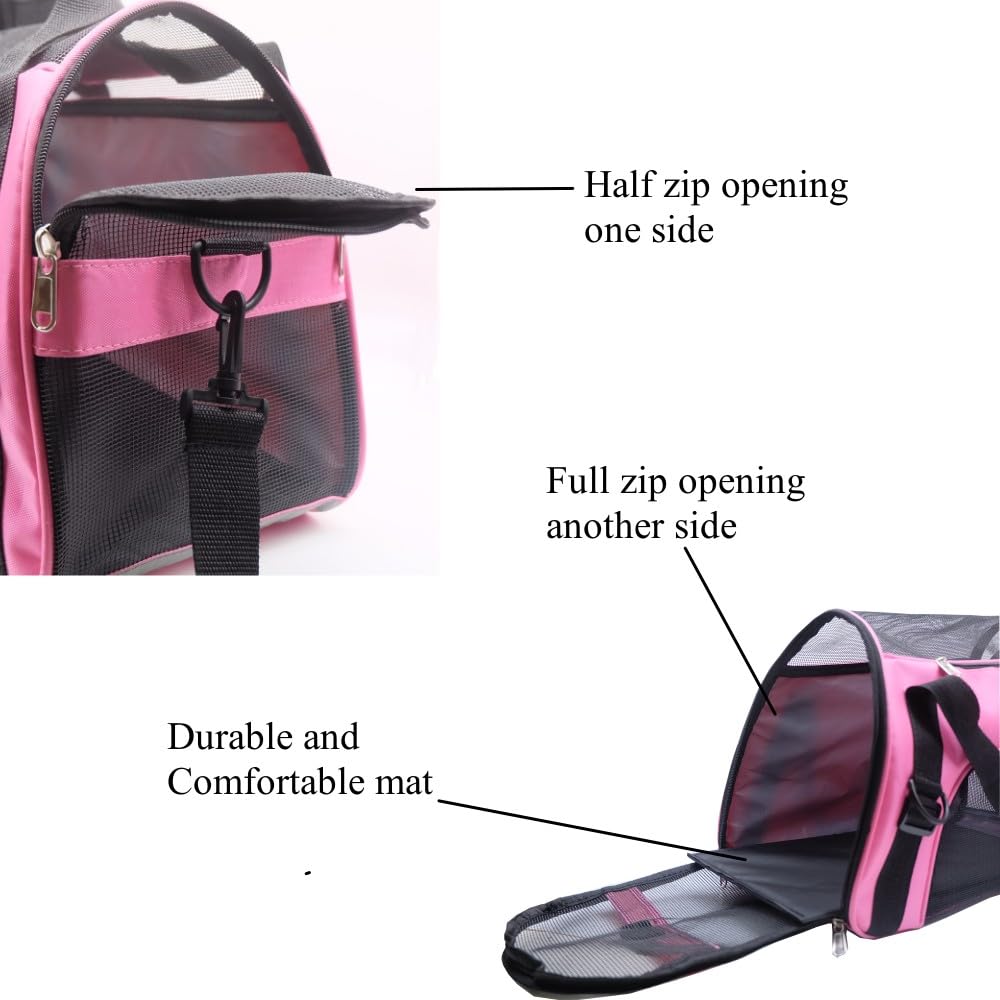 ZaneSun Soft-Sided Cat Carrier - LightPink, Portable, Airline Approved, Foldable Pet Bag for Cats & Small Dogs