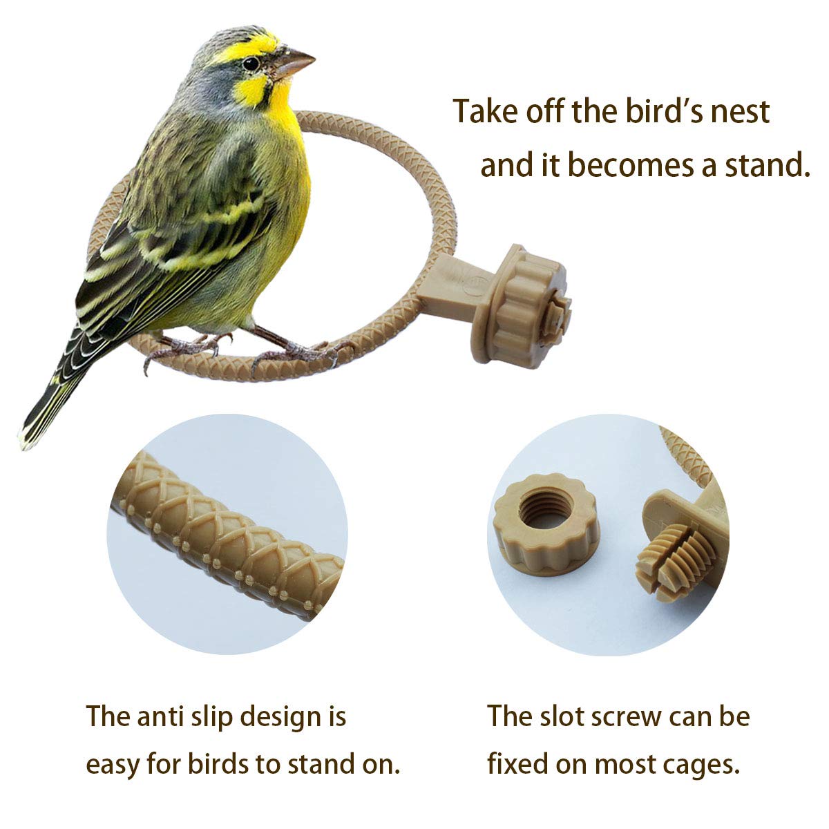 Foiburely Bird Breeding Nest Canary Finch Parrot Weave Hemp Rope Nest(4.4Inches)